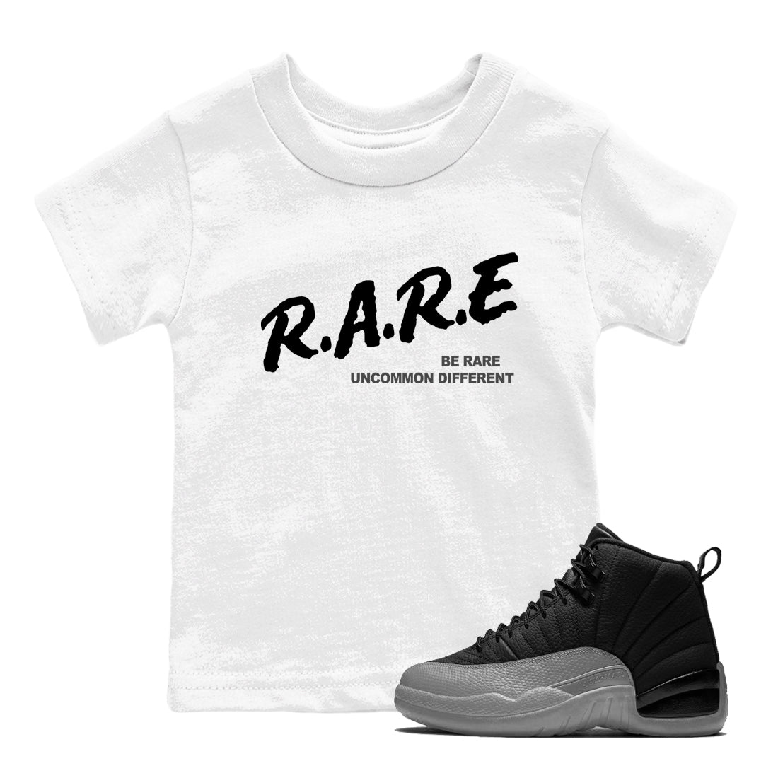 Be Rare Uncommon Different snkmatch Tees Kids - Air Jordan 12 Black Wolf Grey