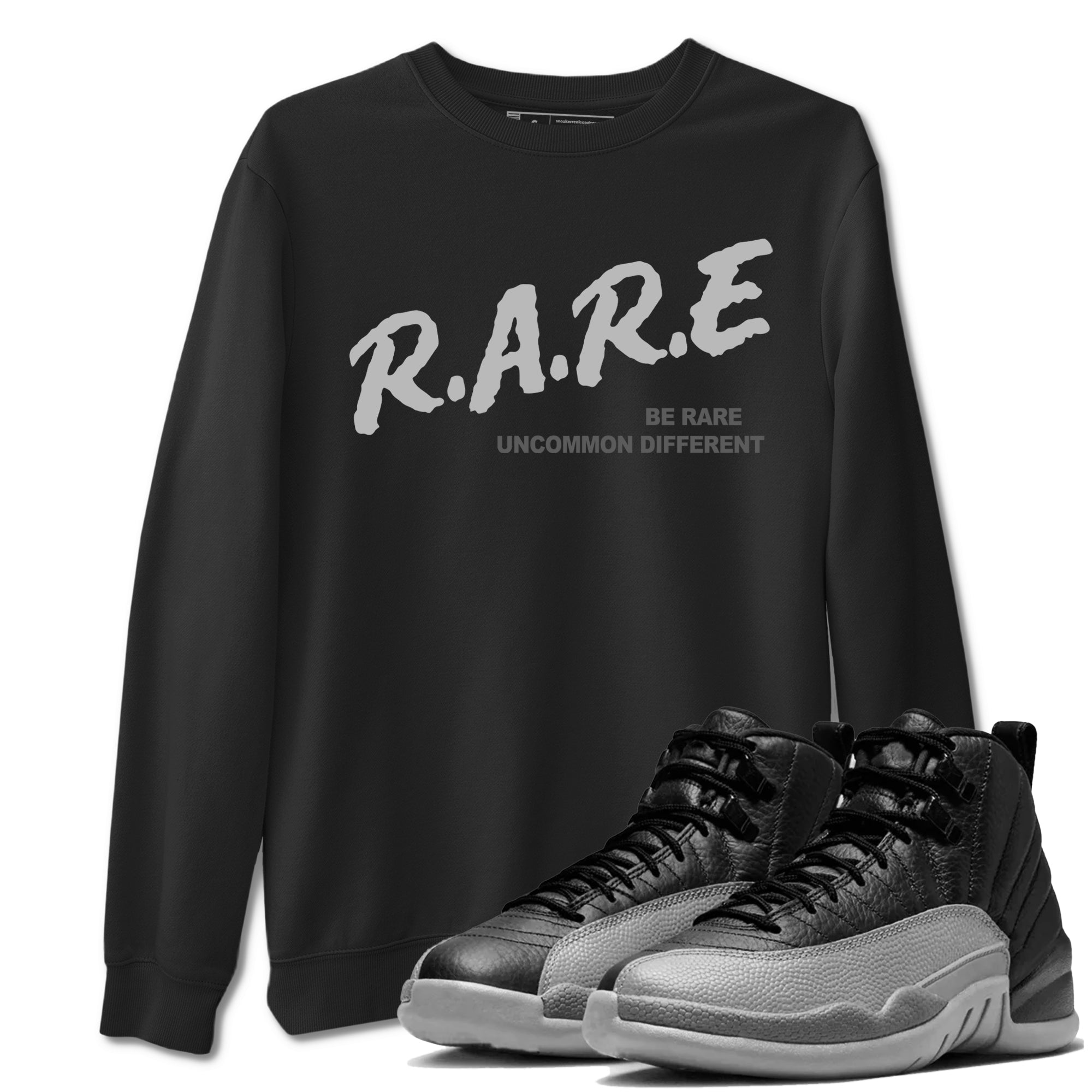 Be Rare Uncommon Different snkmatch Tees - Air Jordan 12 Black Wolf Grey