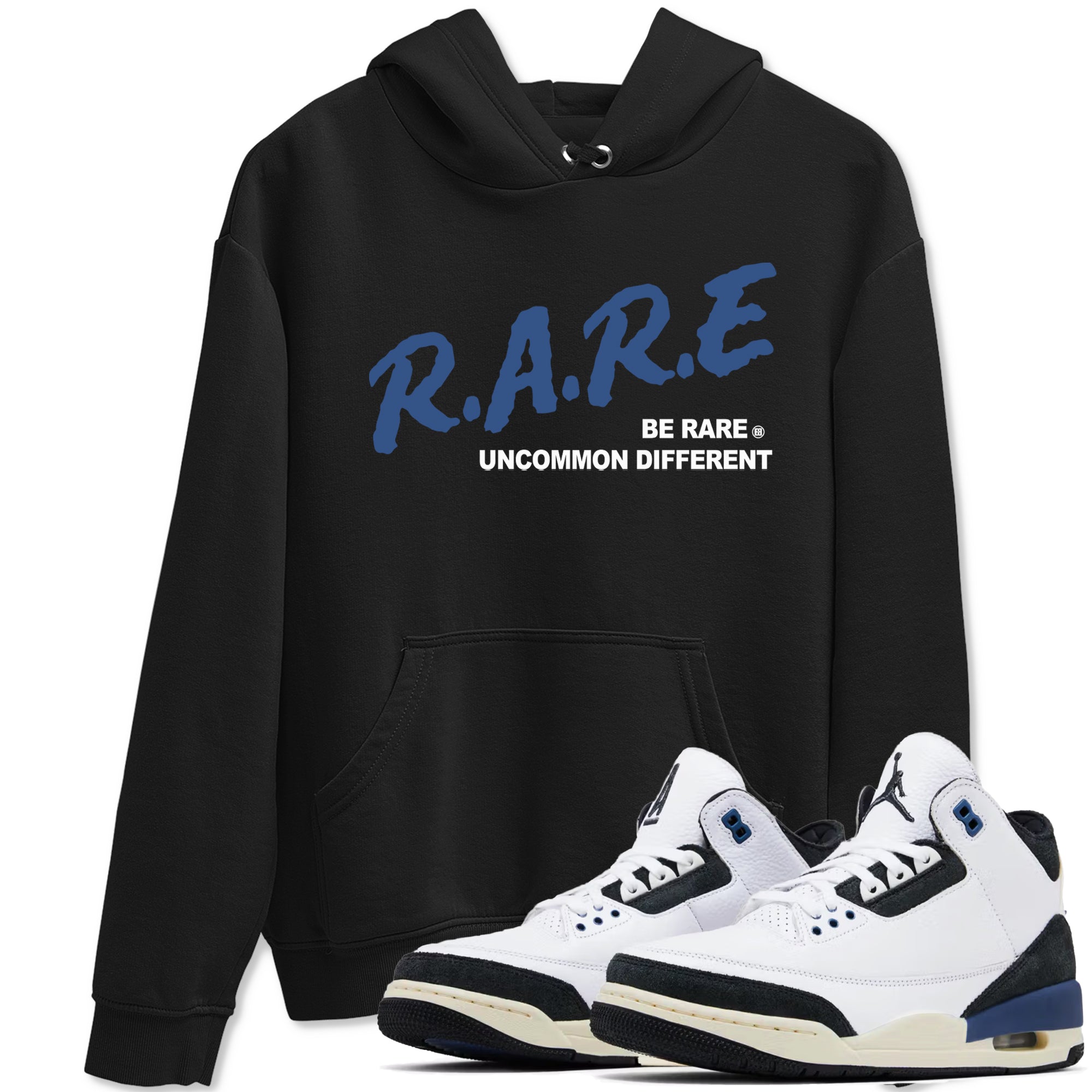 Be Rare Uncommon Different snkmatch Tees - Air Jordan 3 A Ma Maniere x Diffused Blue