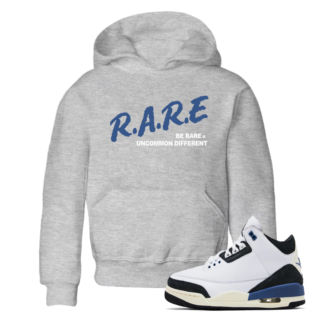 Be Rare Uncommon Different snkmatch Tees Kids - Air Jordan 3 A Ma Maniere x Diffused Blue
