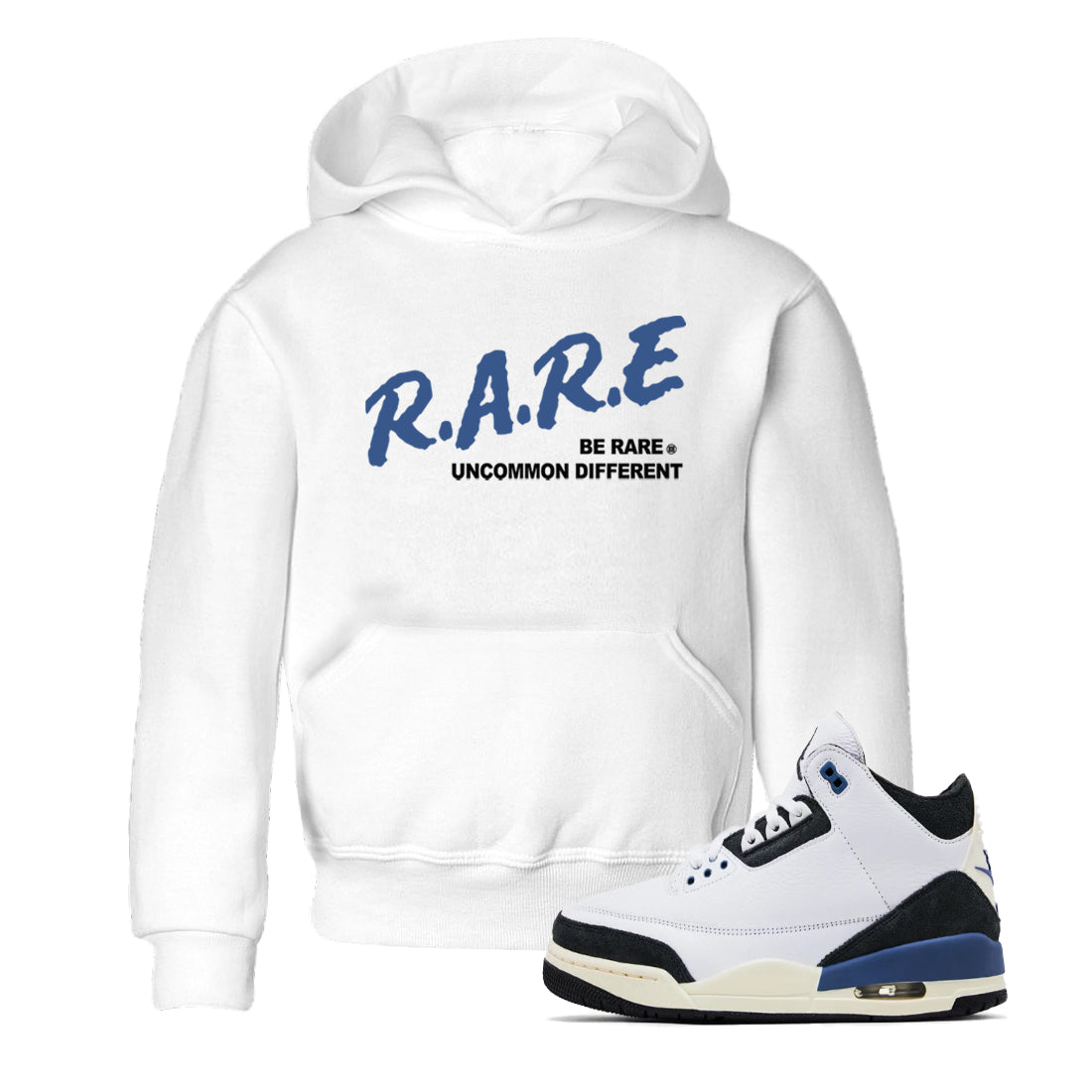 Be Rare Uncommon Different snkmatch Tees Kids - Air Jordan 3 A Ma Maniere x Diffused Blue