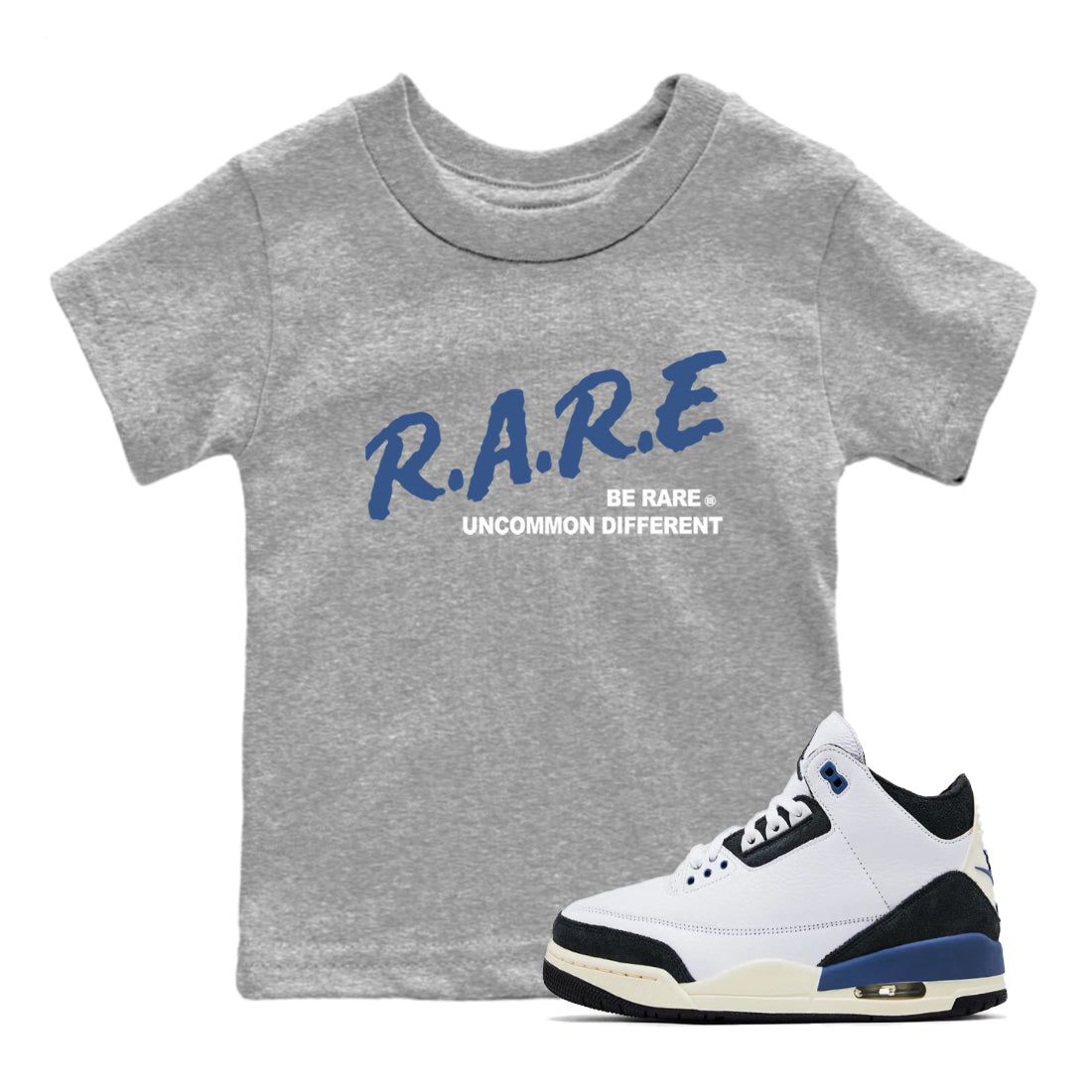 Be Rare Uncommon Different snkmatch Tees Kids - Air Jordan 3 A Ma Maniere x Diffused Blue