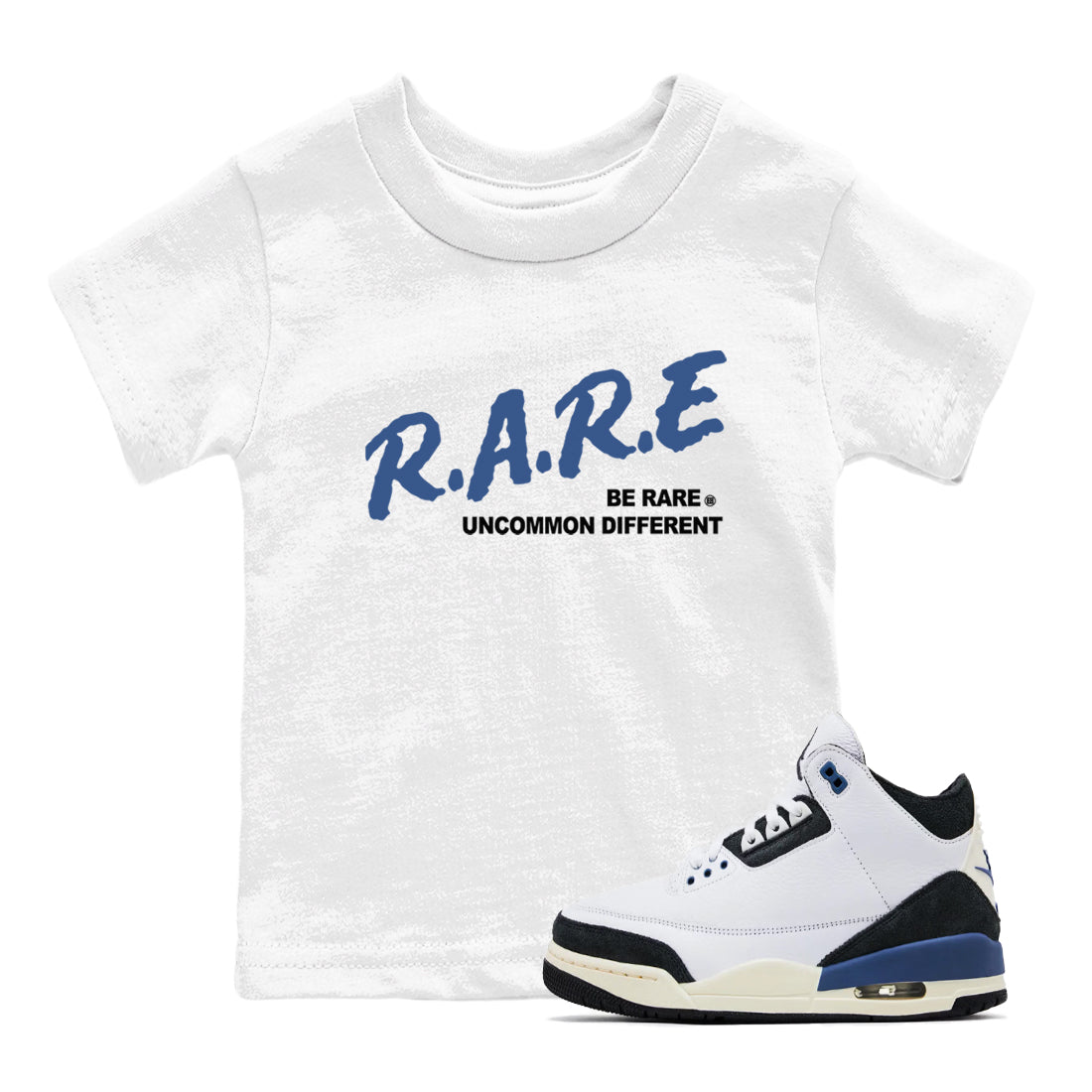 Be Rare Uncommon Different snkmatch Tees Kids - Air Jordan 3 A Ma Maniere x Diffused Blue