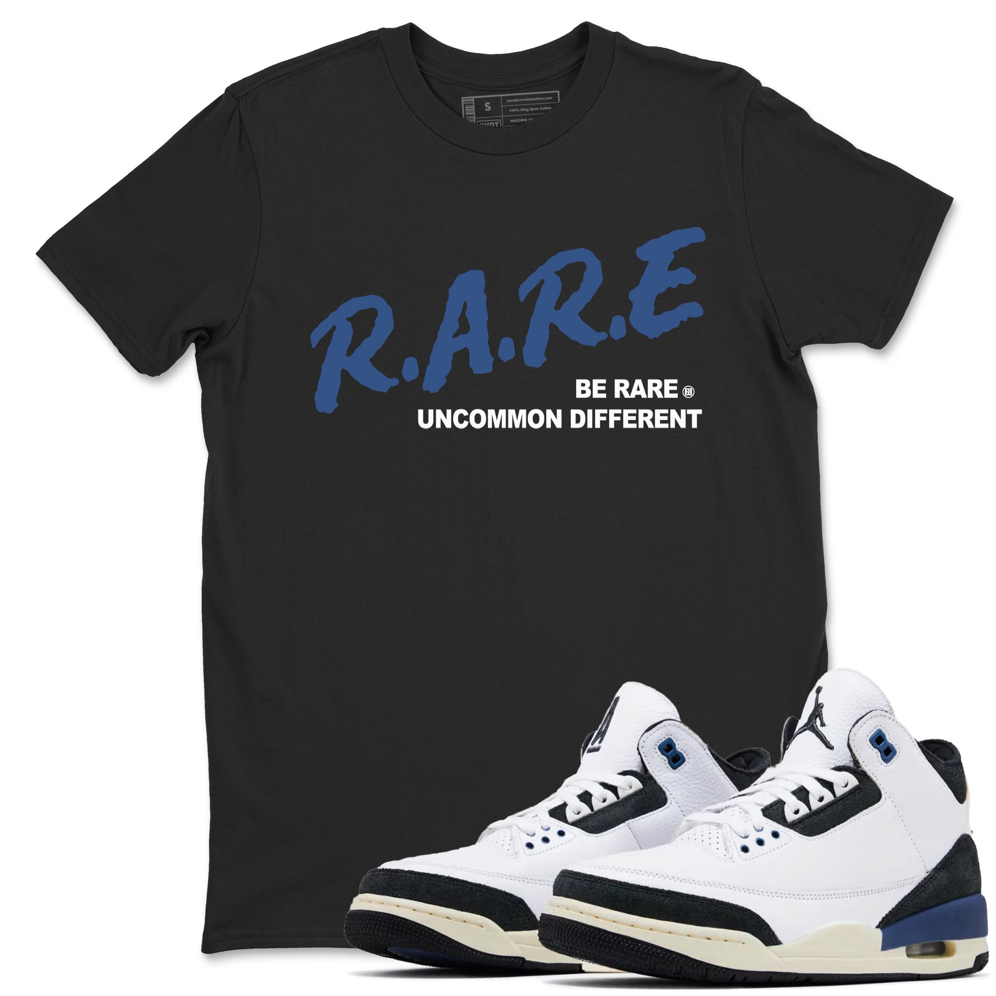 Be Rare Uncommon Different snkmatch Tees - Air Jordan 3 A Ma Maniere x Diffused Blue