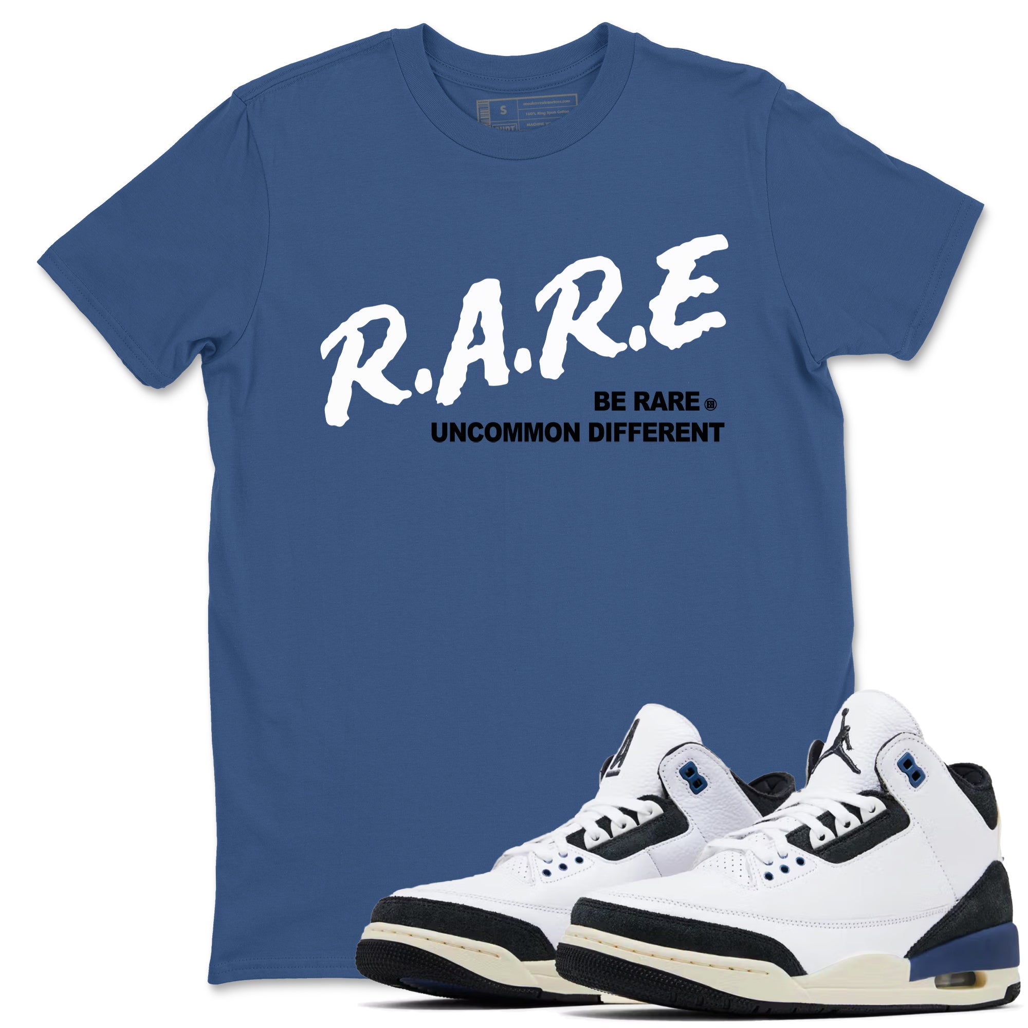 Be Rare Uncommon Different snkmatch Tees - Air Jordan 3 A Ma Maniere x Diffused Blue
