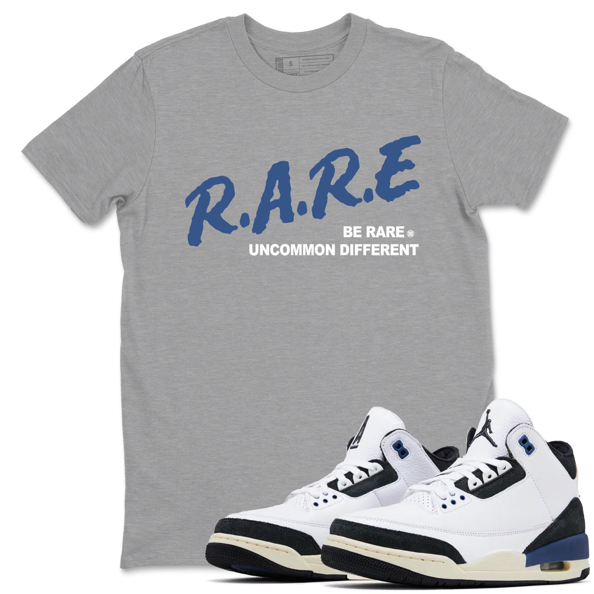 Be Rare Uncommon Different snkmatch Tees - Air Jordan 3 A Ma Maniere x Diffused Blue