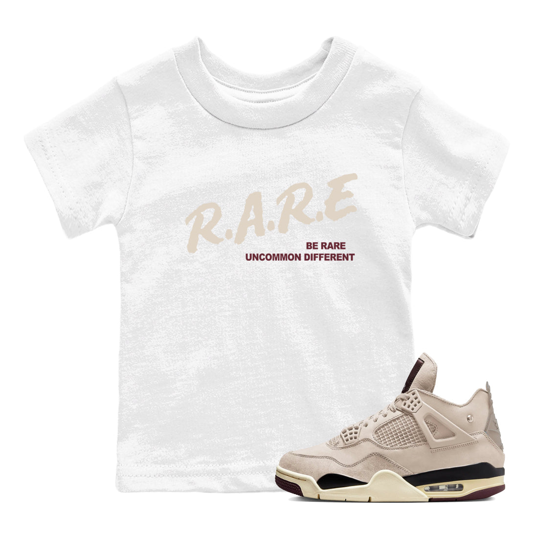 Be Rare Uncommon Different snkmatch Tees Kids - Air Jordan 4 A Ma Maniere x Fossil Stone
