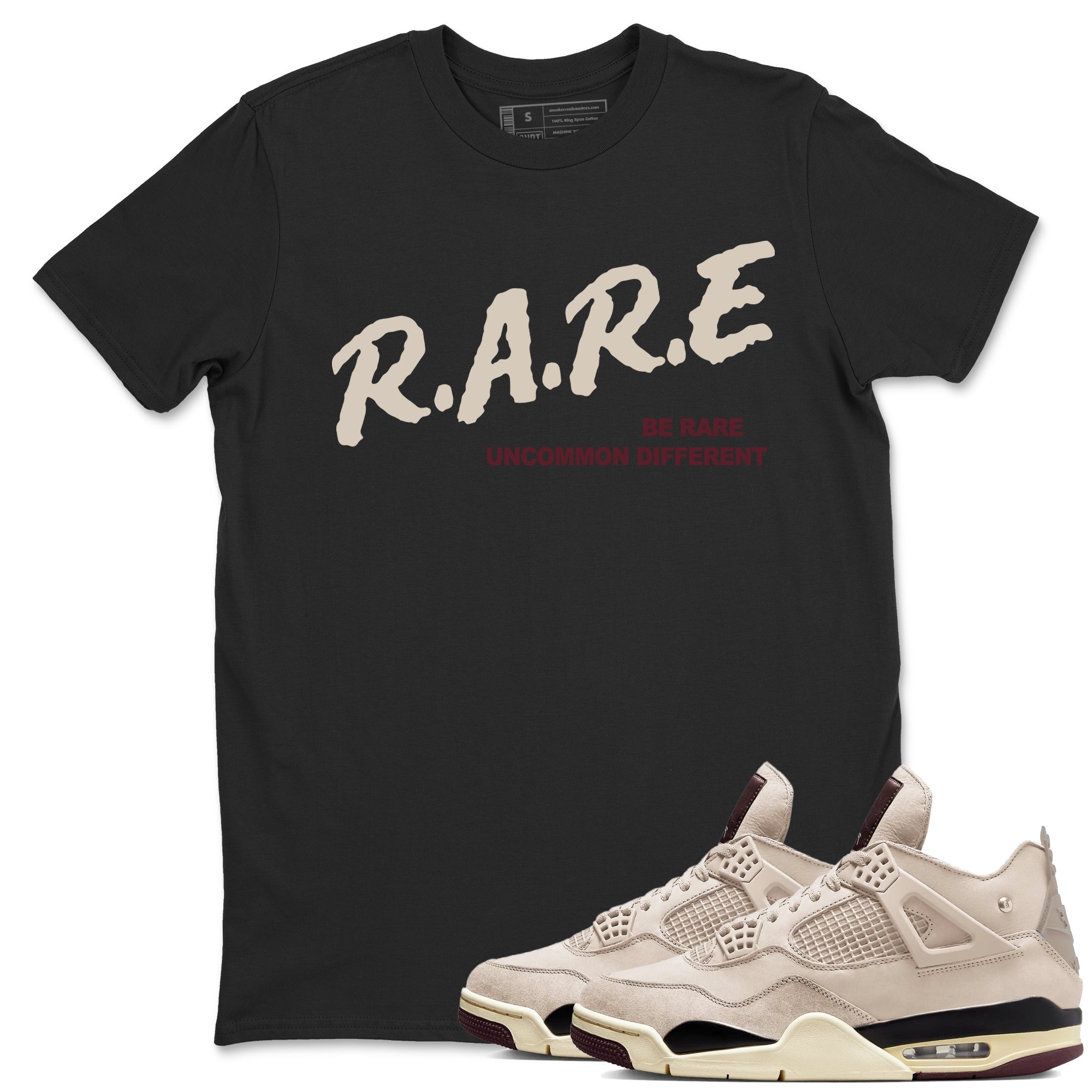 Be Rare Uncommon Different snkmatch Tees - Air Jordan 4 A Ma Maniere x Fossil Stone