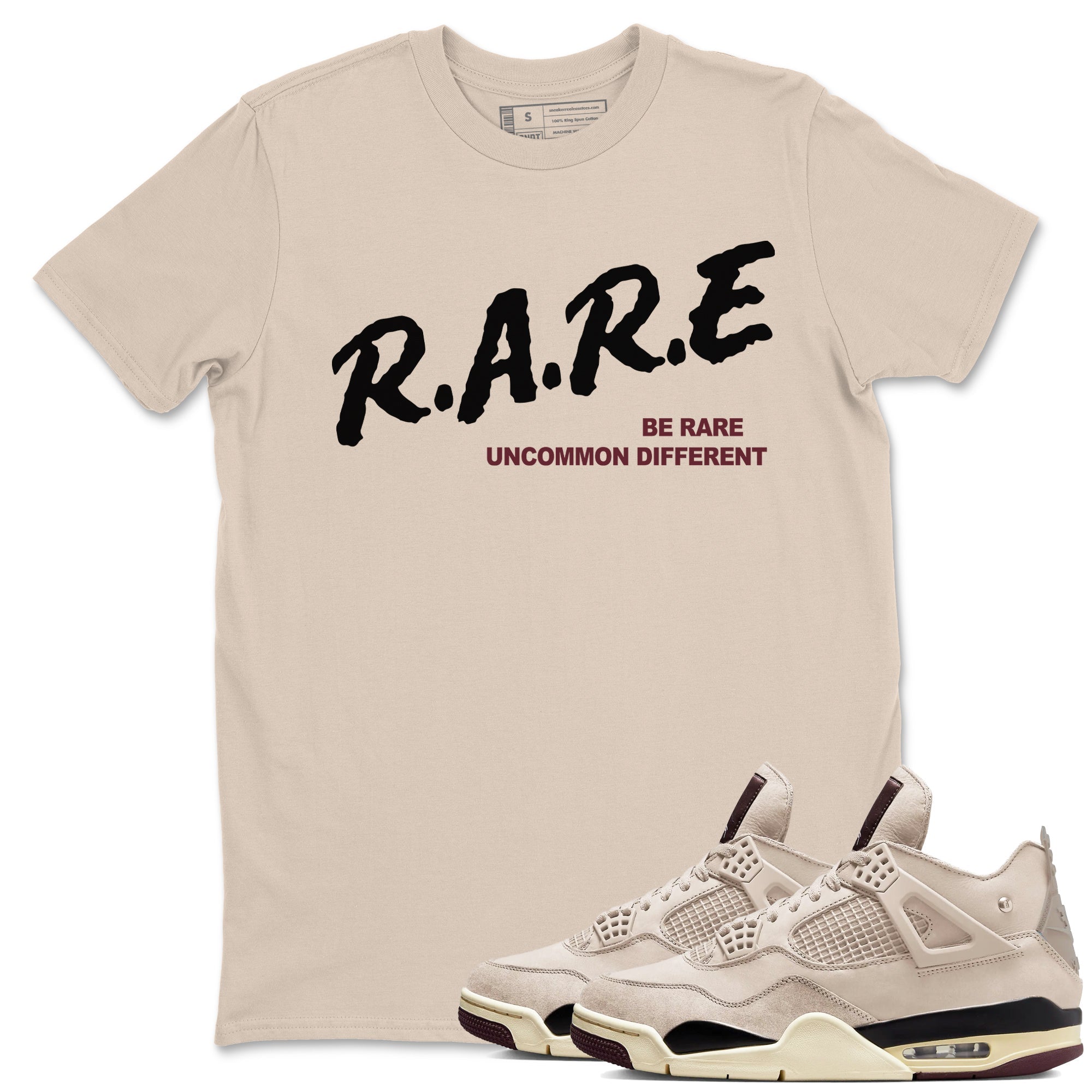 Be Rare Uncommon Different snkmatch Tees - Air Jordan 4 A Ma Maniere x Fossil Stone