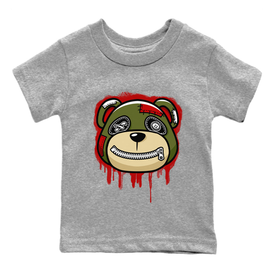 Bear Face Kids Tops - Air Jordan 1 Travis Scott Olive