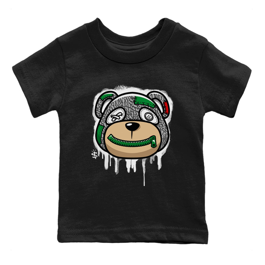Bear Face Kids Tops - Air Jordan 3 Lucky Green