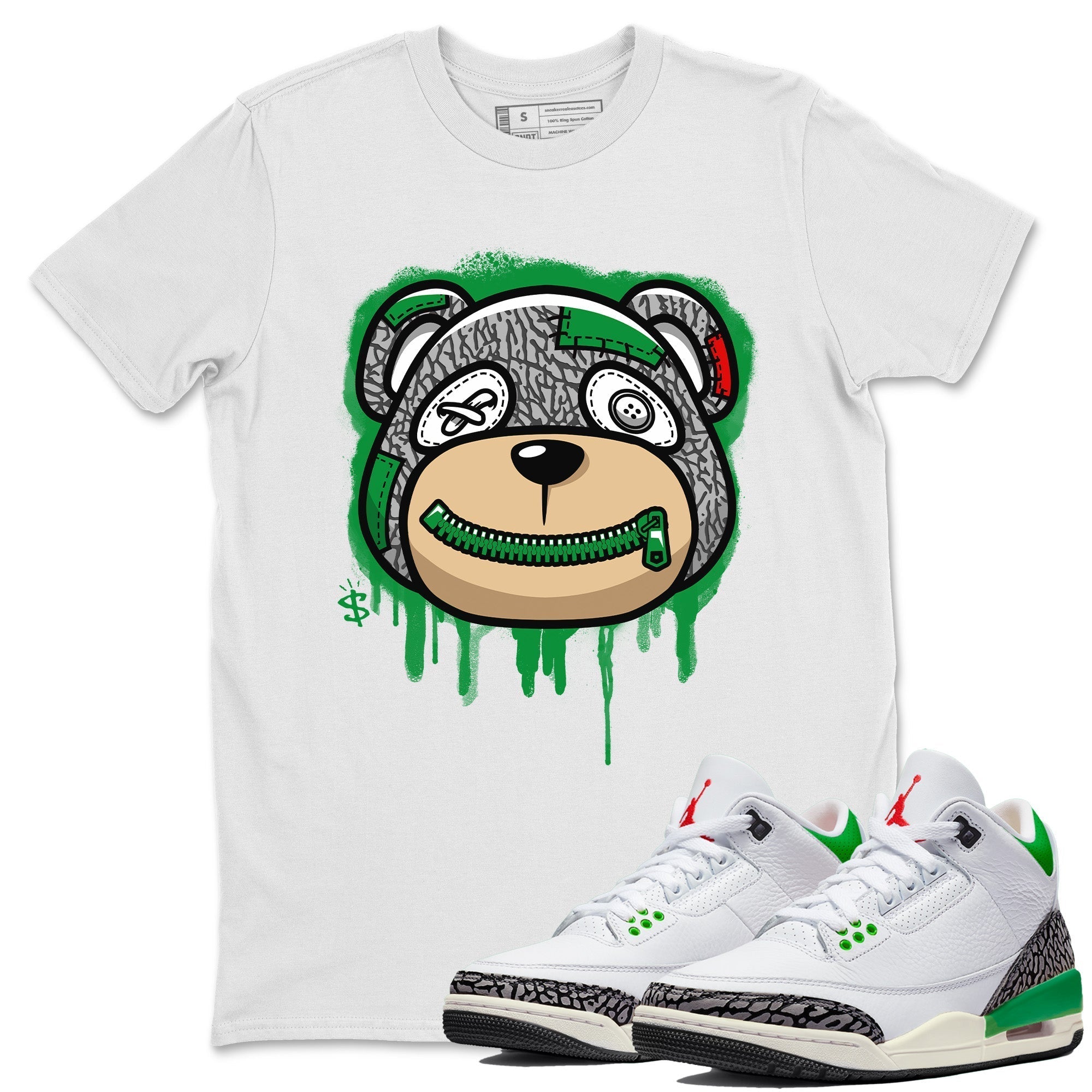 Bear Face Unisex Tops - Air Jordan 3 Lucky Green