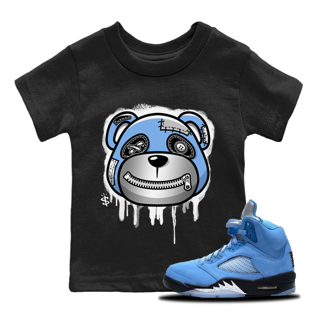 Bear Face Kids Tops - Air Jordan 5 UNC