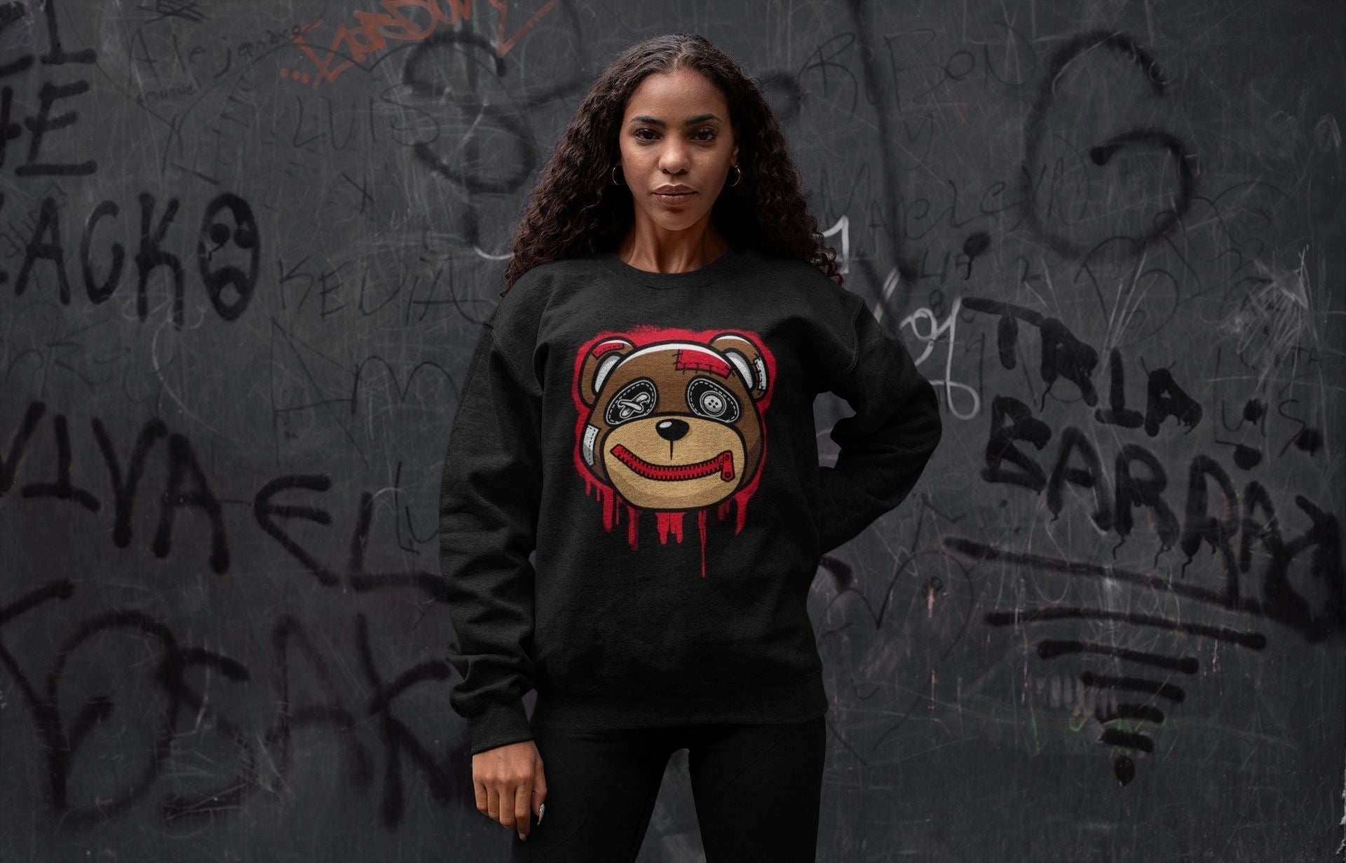 Bear Face Unisex Tops - Air Jordan 1 Bred Patent