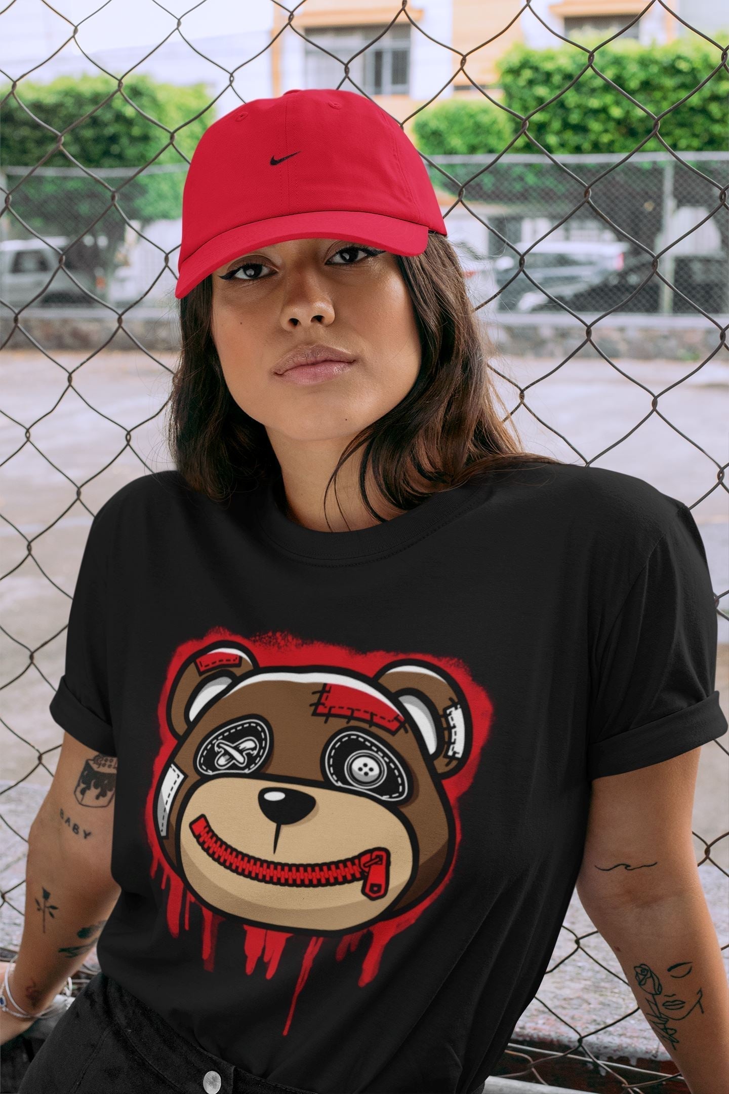 Bear Face Unisex Tops - Air Jordan 1 Bred Patent