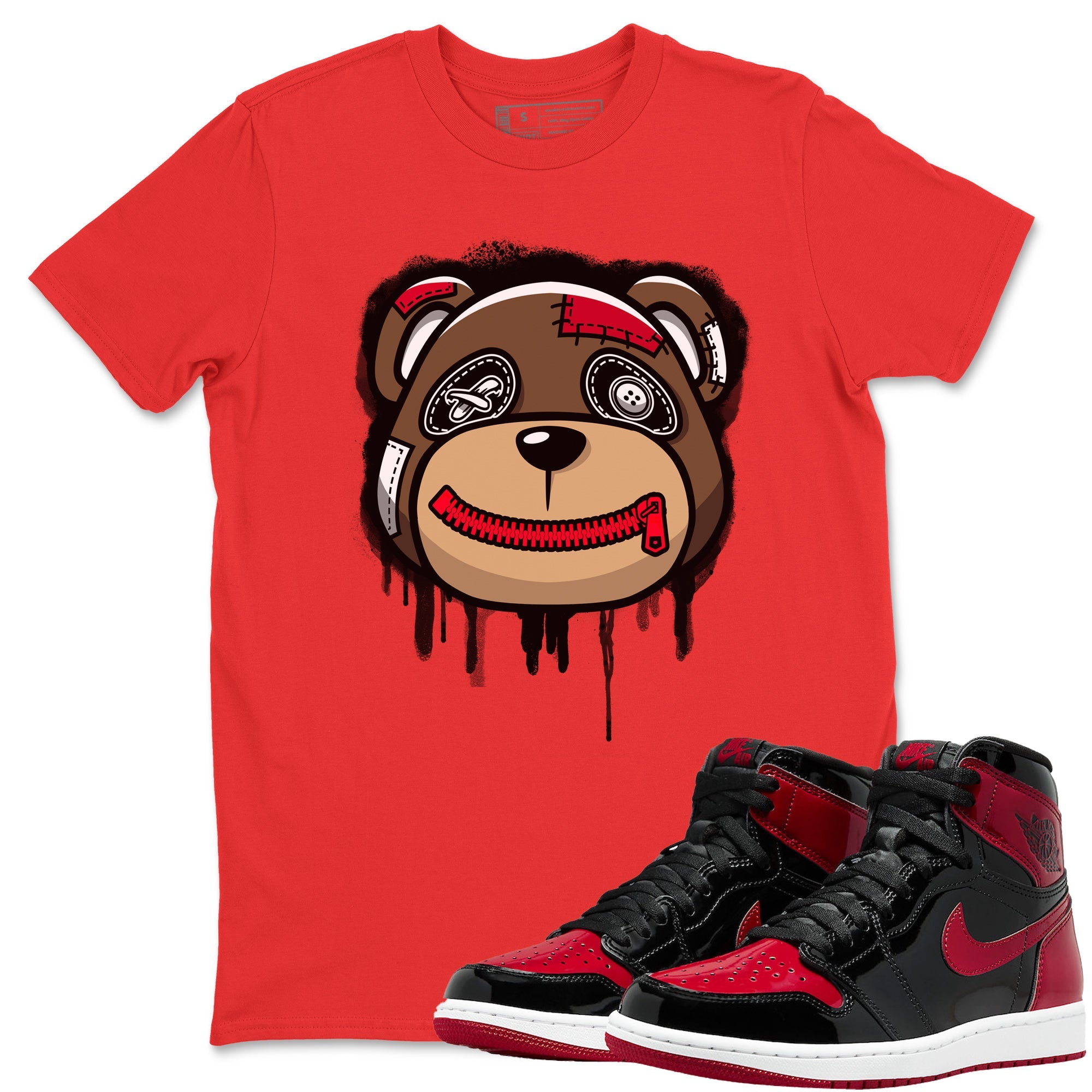 Bear Face Unisex Tops - Air Jordan 1 Bred Patent