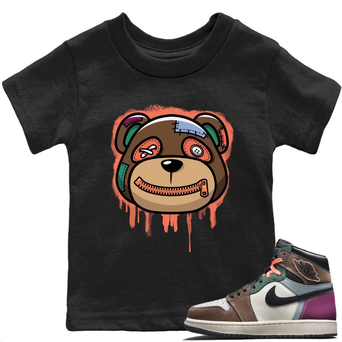 Bear Face Kids Tops - Air Jordan 1 Hand Crafted