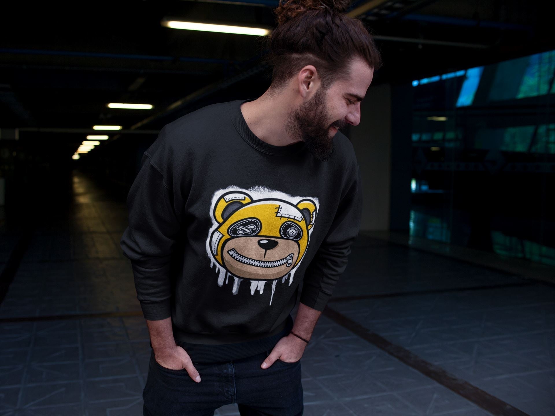 Bear Face Unisex Tops - Air Jordan 1 Yellow Toe