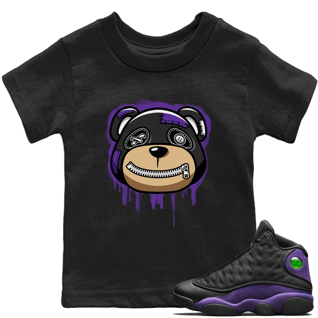 Bear Face Kids Tops - Air Jordan 13 Court Purple