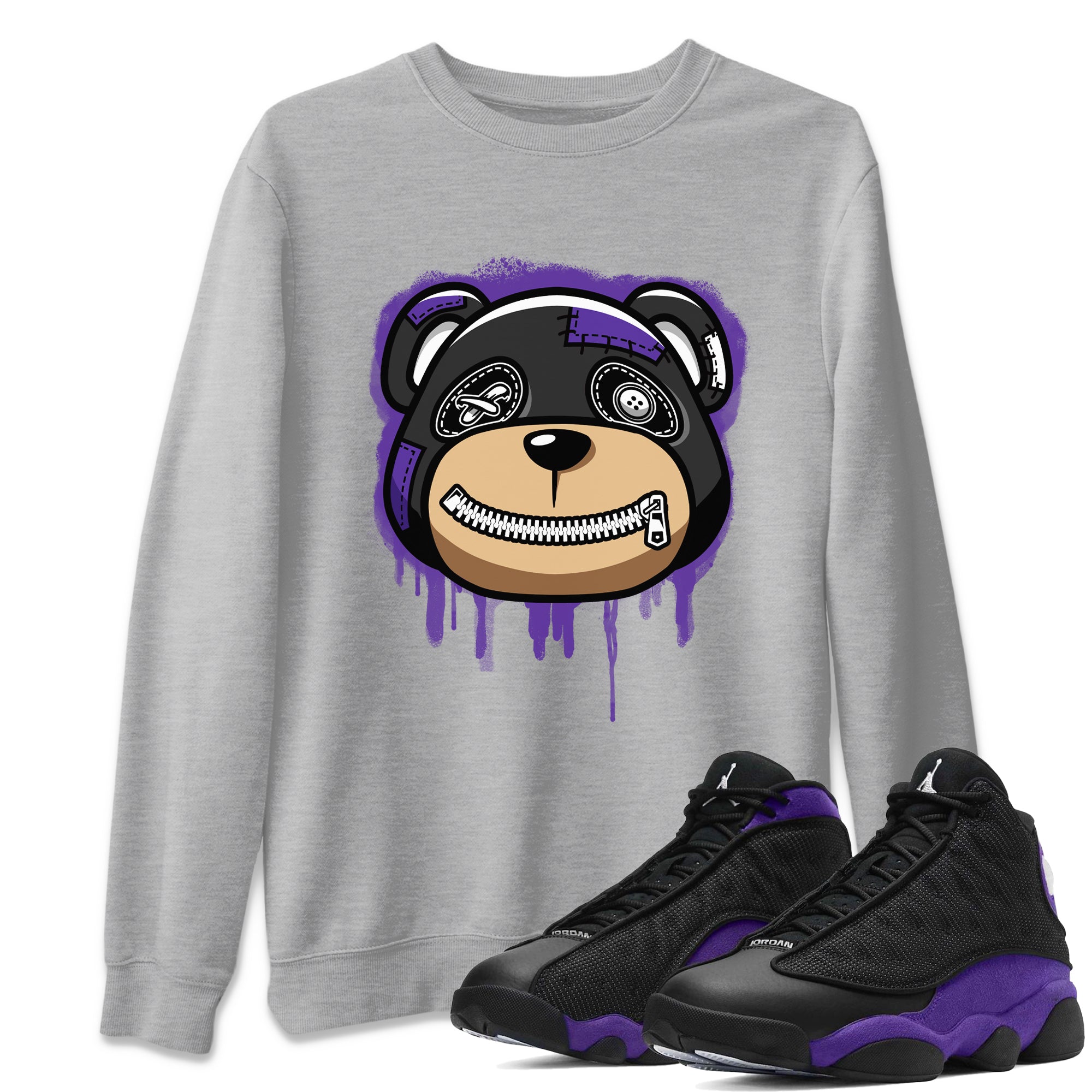 Bear Face Unisex Tops - Air Jordan 13 Court Purple