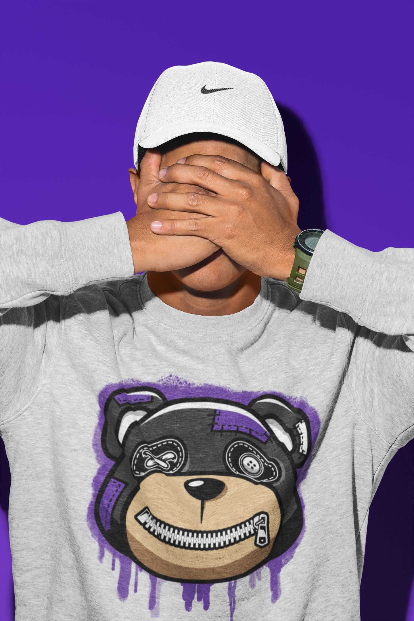 Bear Face Unisex Tops - Air Jordan 13 Court Purple
