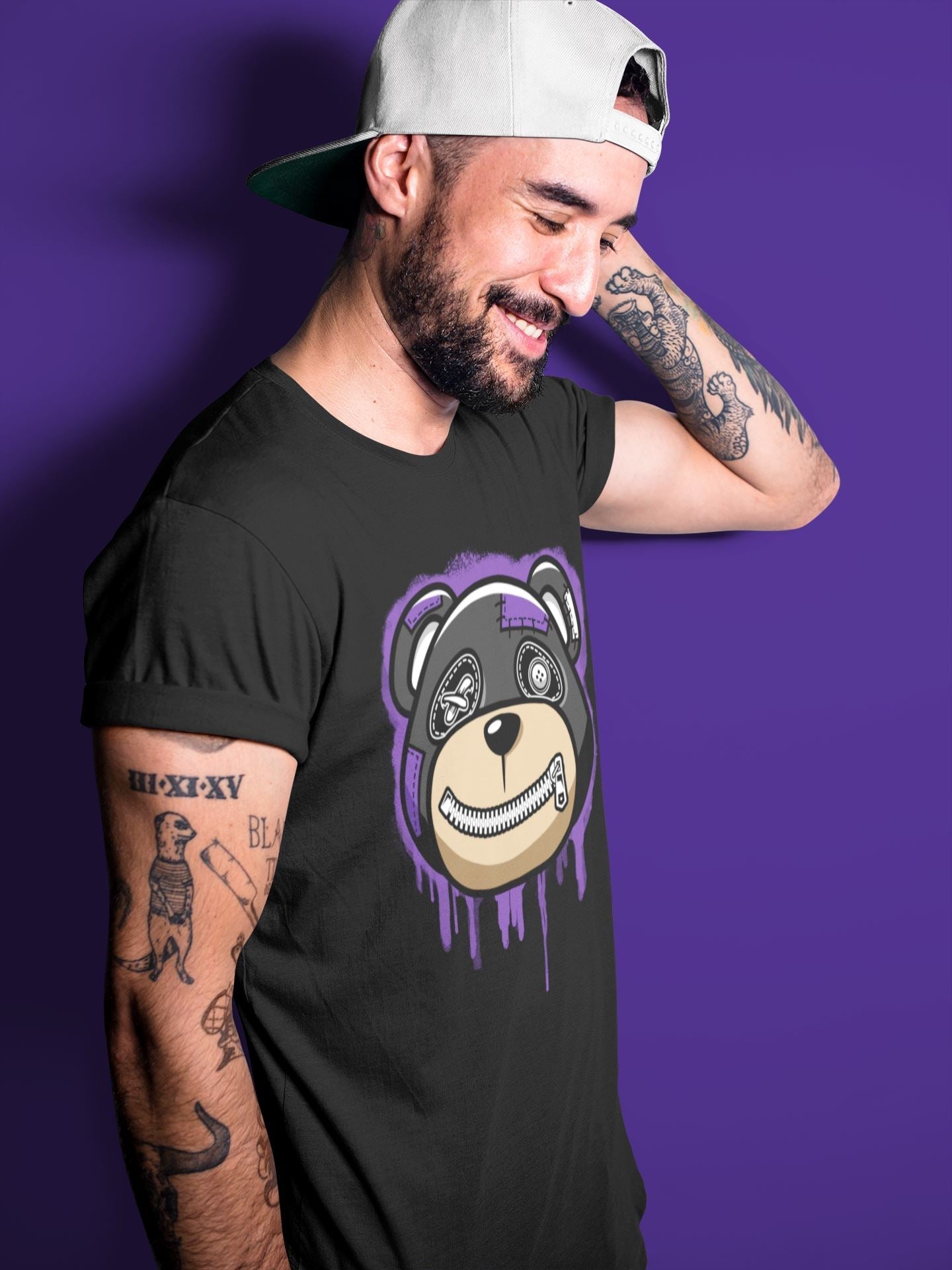 Bear Face Unisex Tops - Air Jordan 13 Court Purple