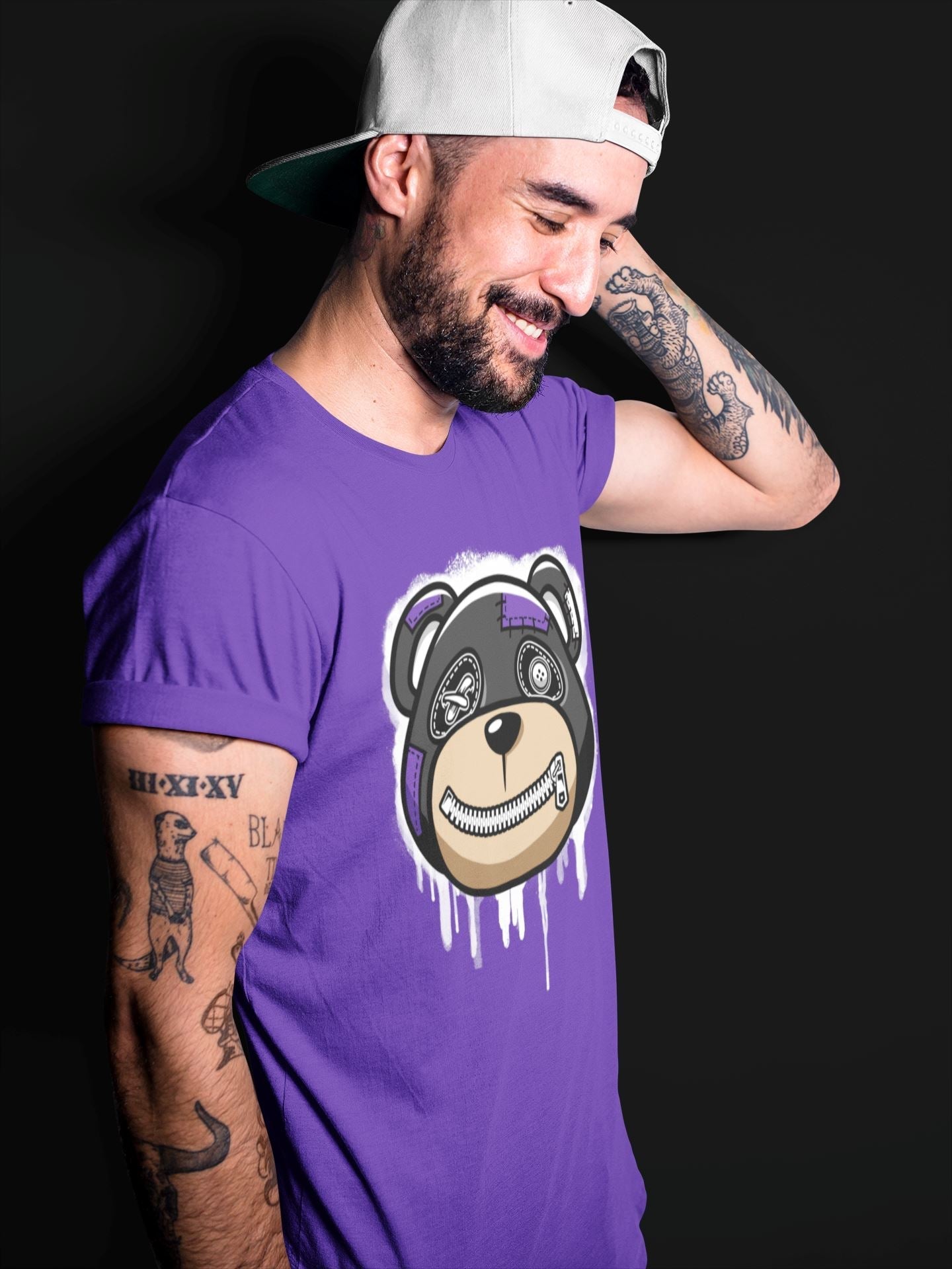 Bear Face Unisex Tops - Air Jordan 13 Court Purple