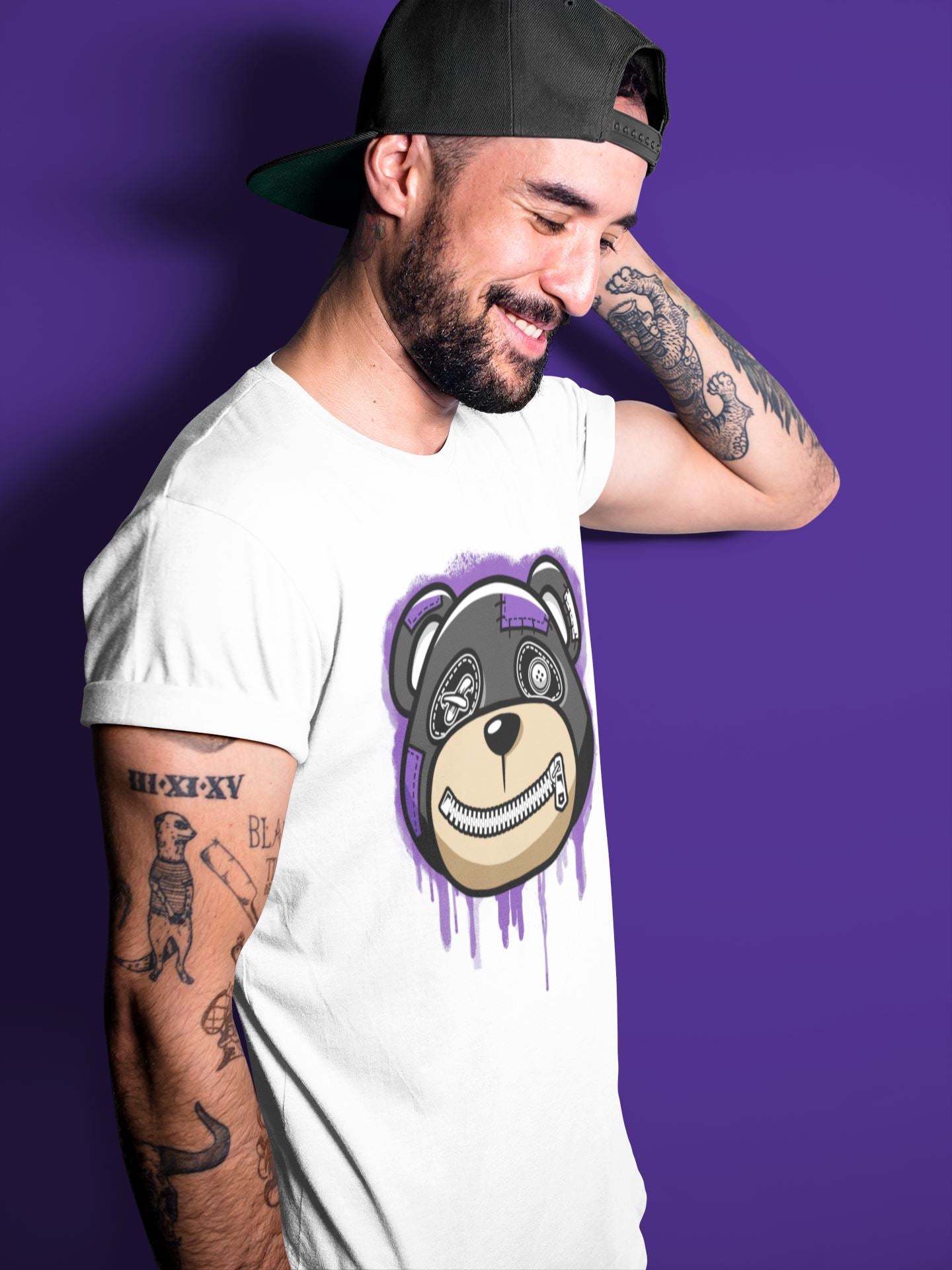 Bear Face Unisex Tops - Air Jordan 13 Court Purple