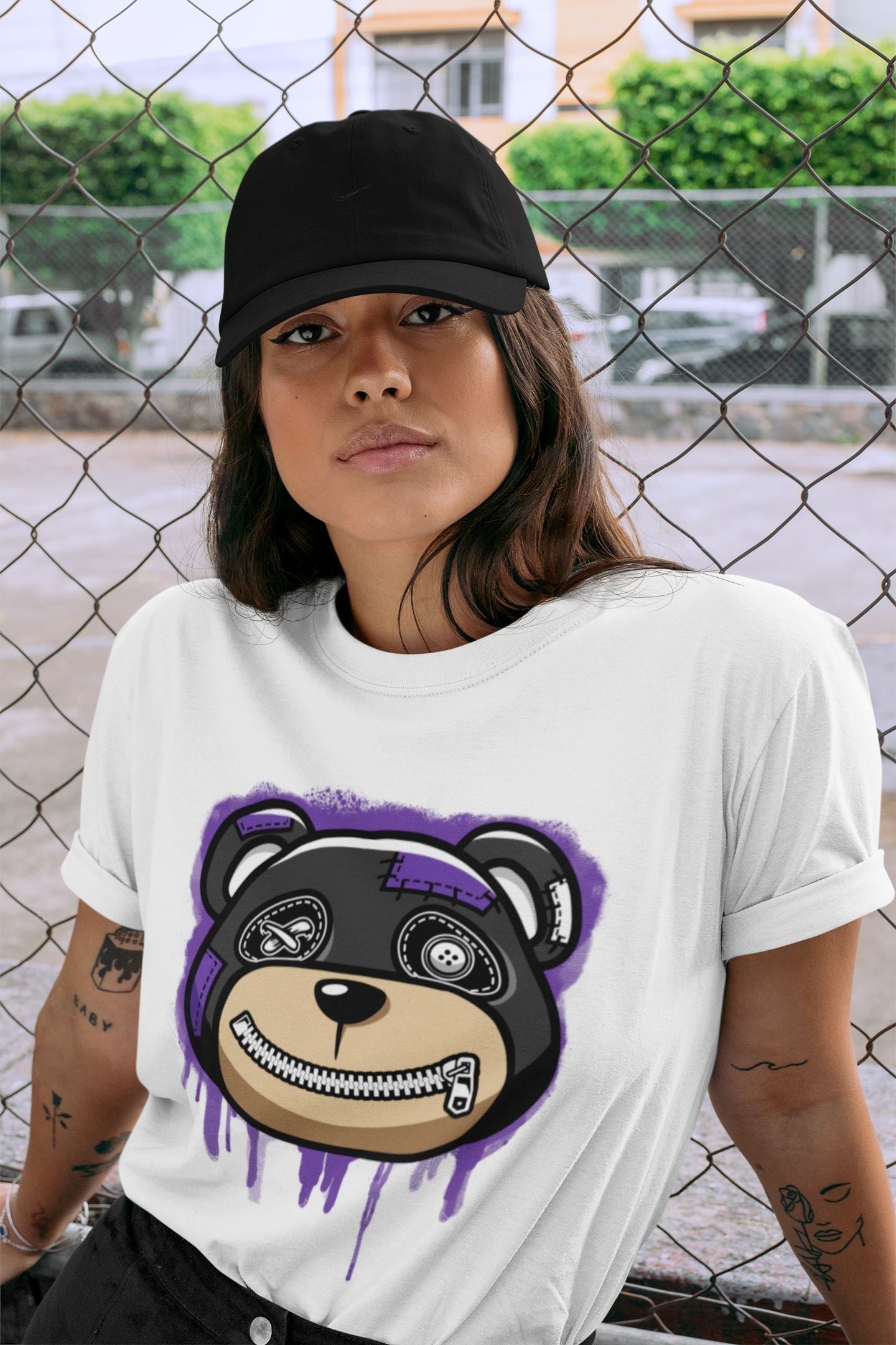 Bear Face Unisex Tops - Air Jordan 13 Court Purple