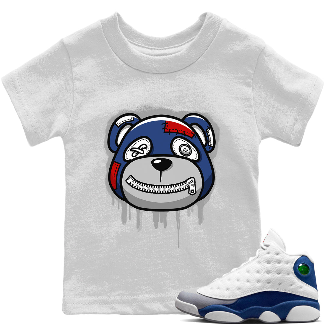 Bear Face Kids Tops - Air Jordan 13 French Blue