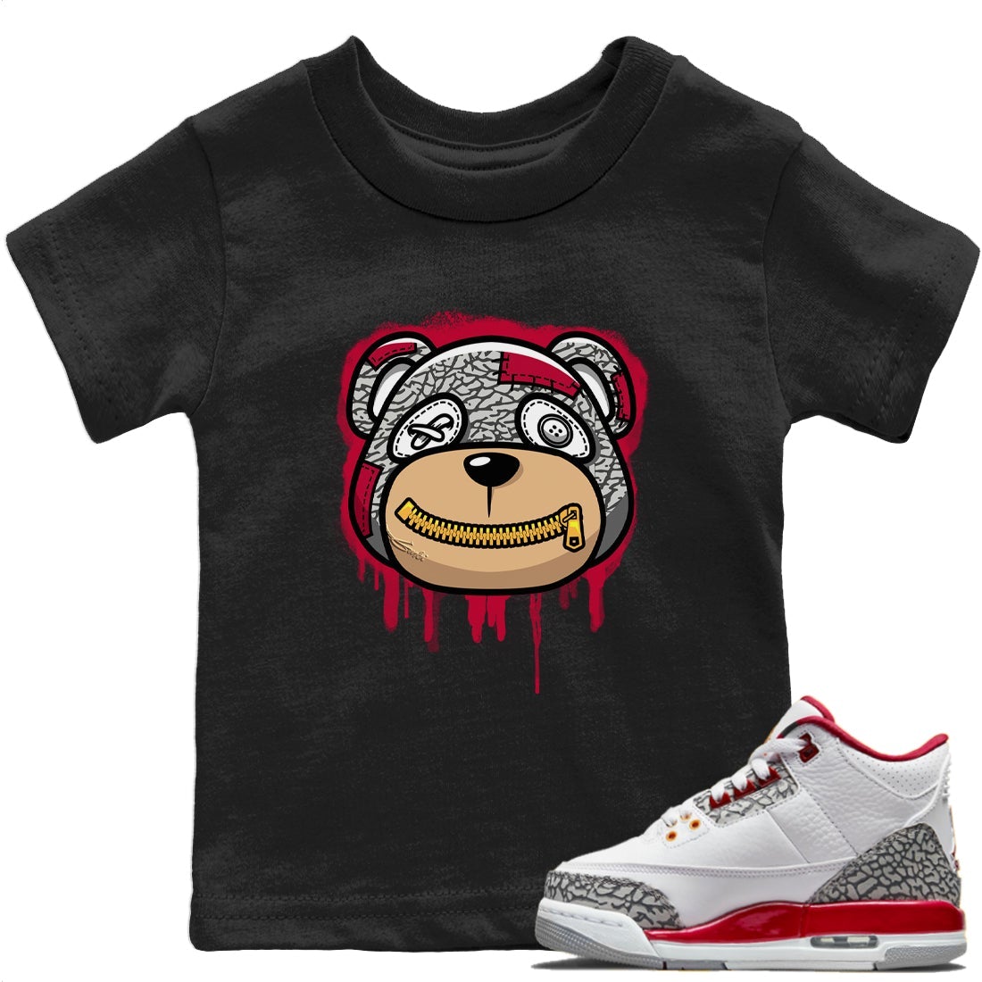 Bear Face Kids Tops - Air Jordan 3 Cardinal