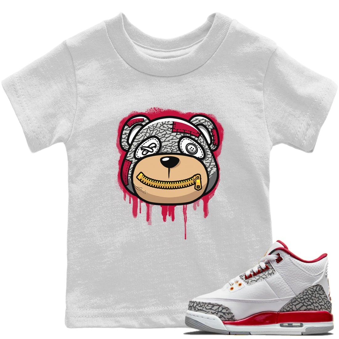 Bear Face Kids Tops - Air Jordan 3 Cardinal