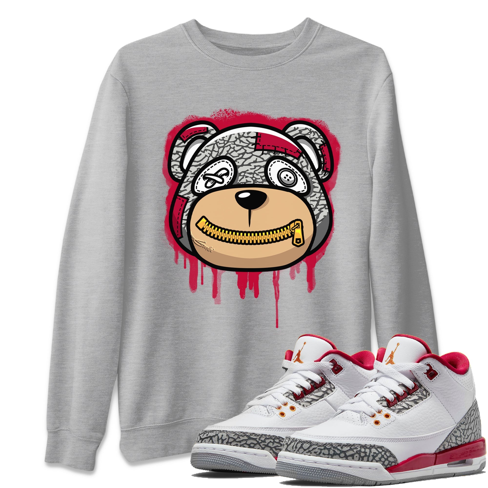 Bear Face Unisex Tops - Air Jordan 3 Cardinal