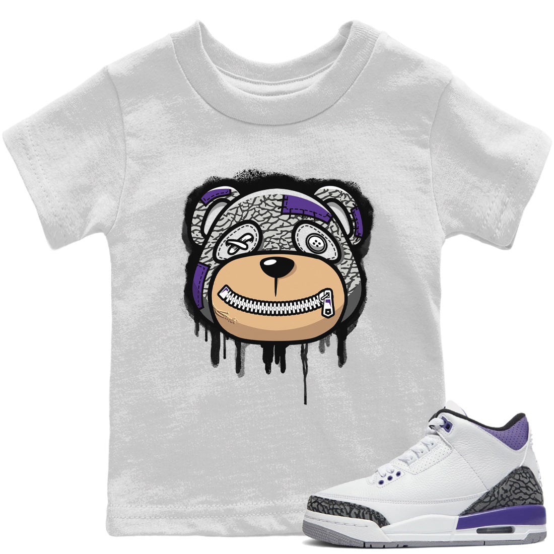 Bear Face Kids Tops - Air Jordan 3 Dark Iris