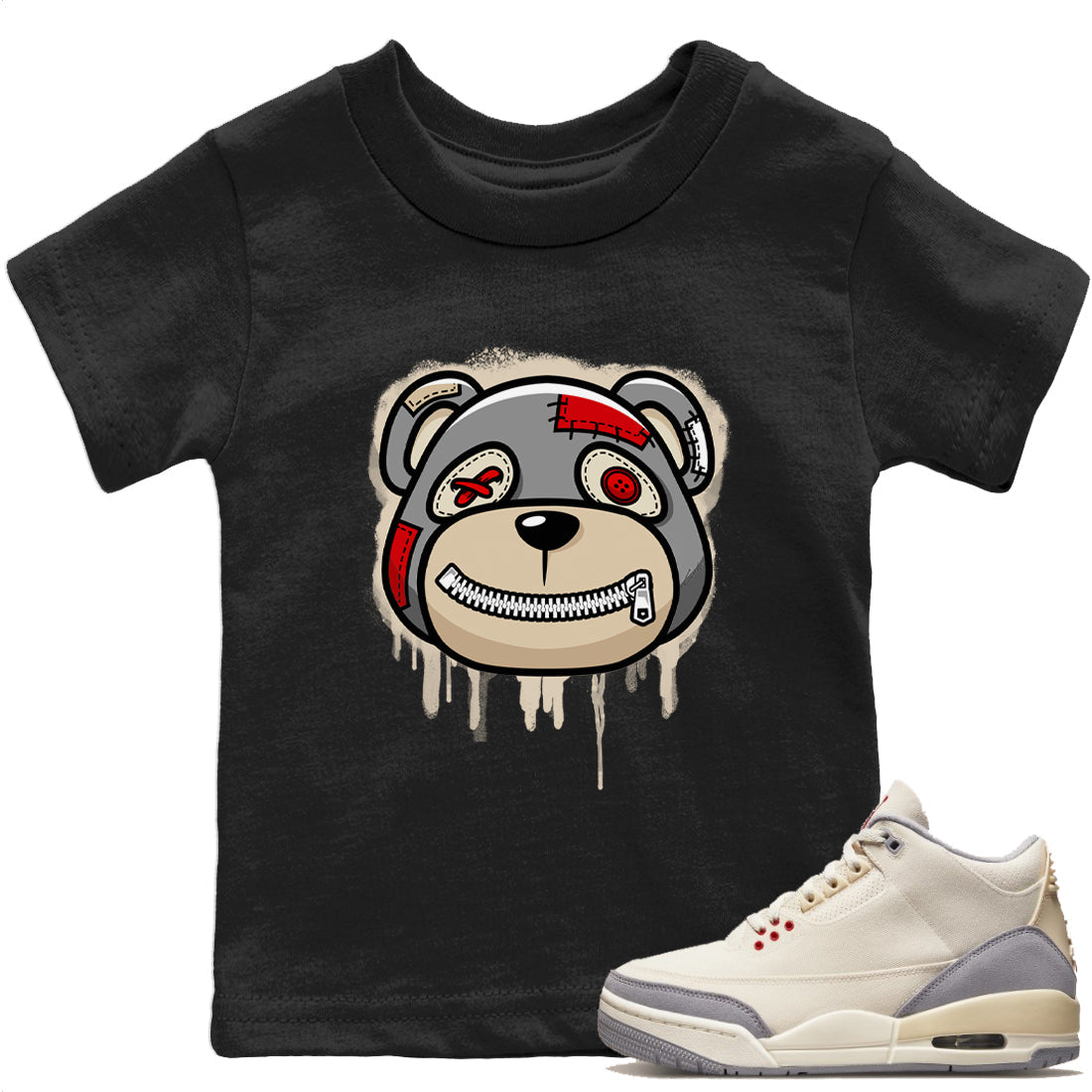 Bear Face Kids Tops - Air Jordan 3 Muslin