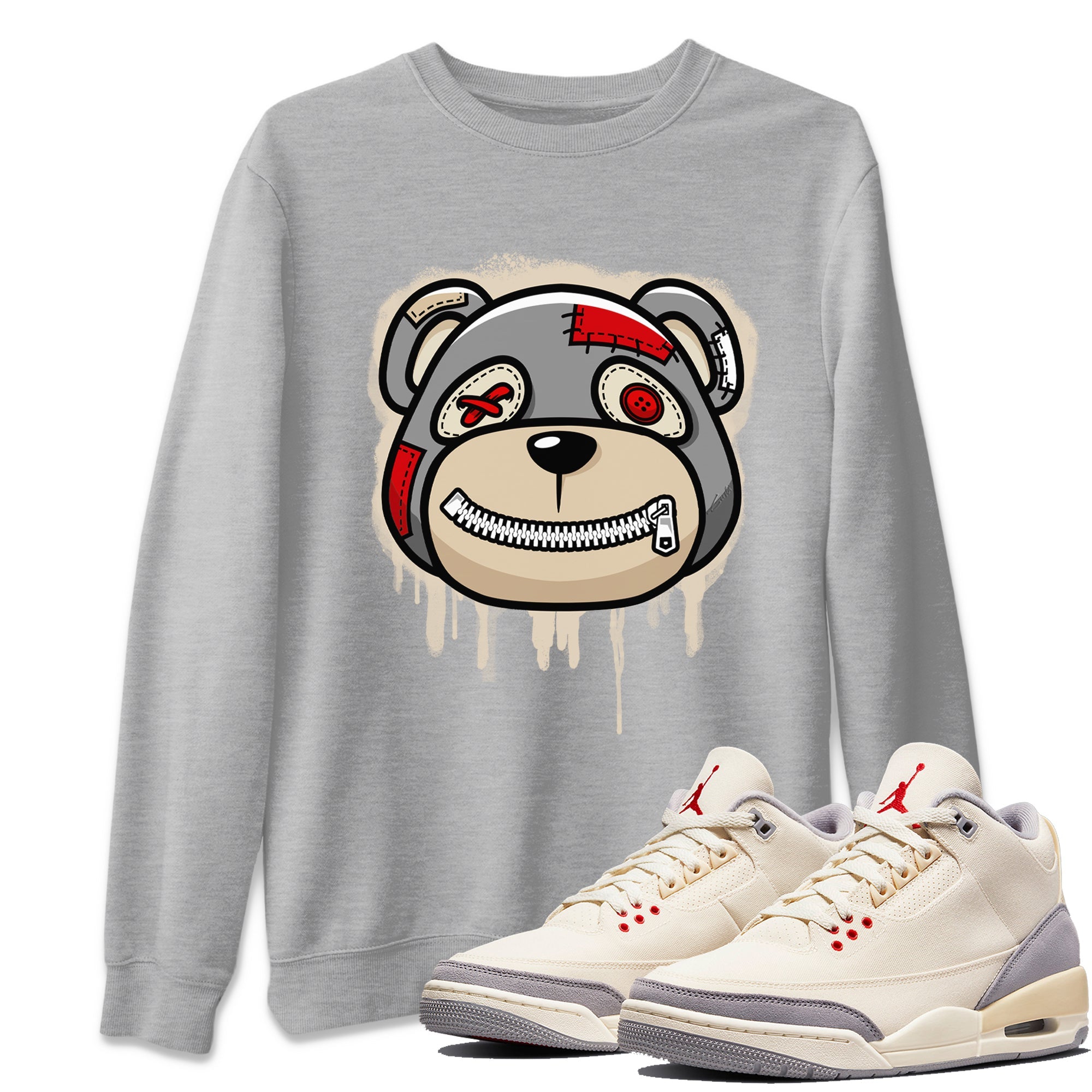 Bear Face Unisex Tops - Air Jordan 3 Muslin