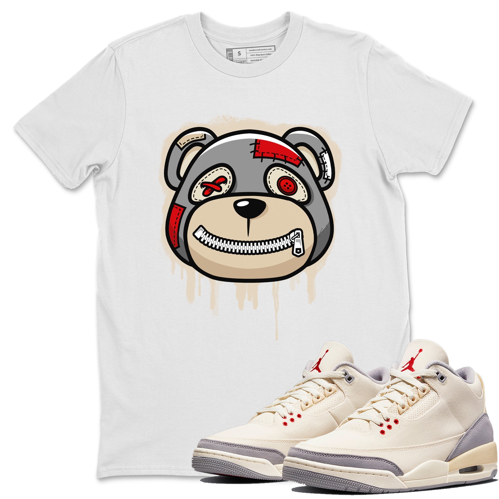 Bear Face Unisex Tops - Air Jordan 3 Muslin