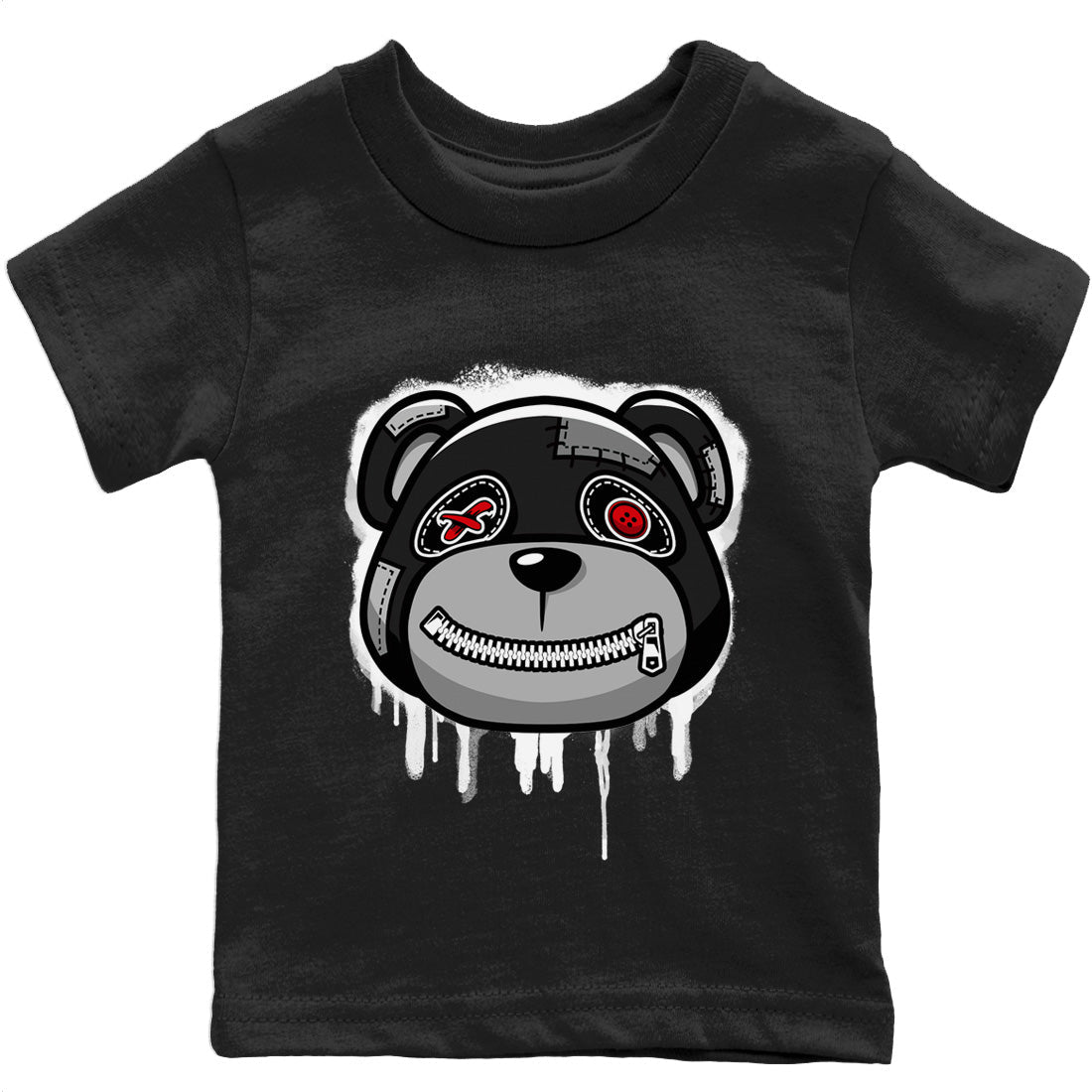 Bear Face Kids Tops - Air Jordan 4 Black Canvas