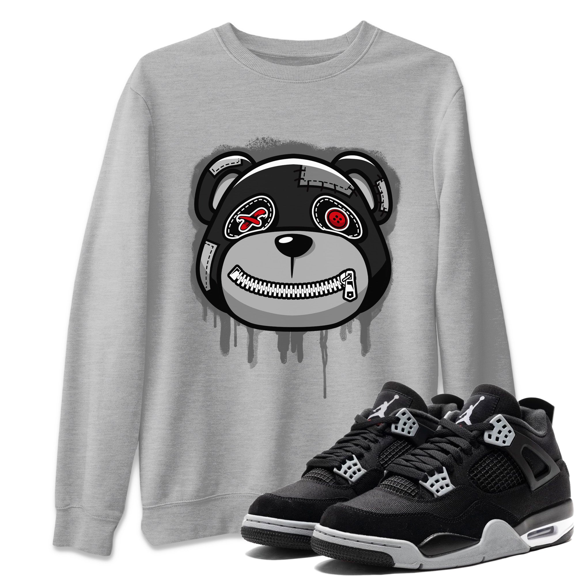Bear Face Unisex Tops - Air Jordan 4 Black Canvas