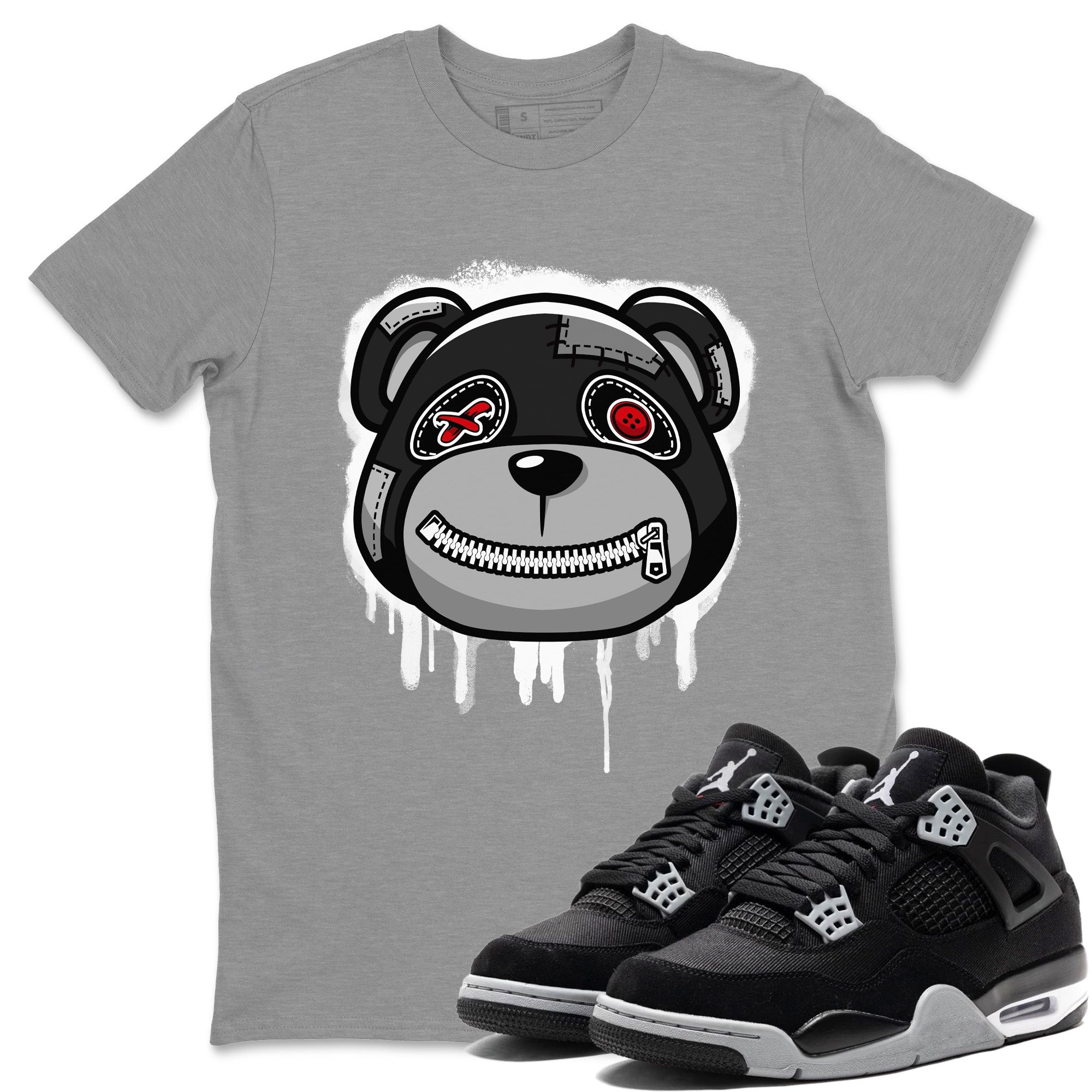 Bear Face Unisex Tops - Air Jordan 4 Black Canvas