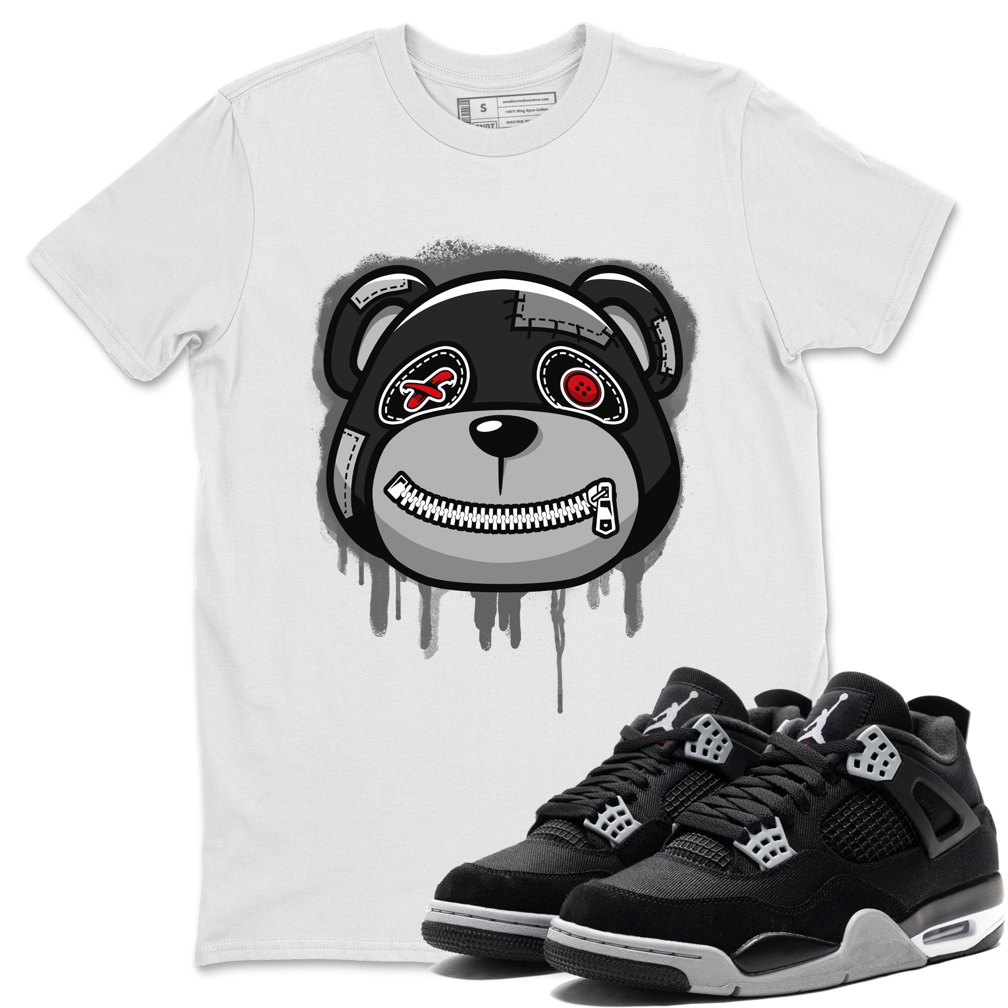 Bear Face Unisex Tops - Air Jordan 4 Black Canvas