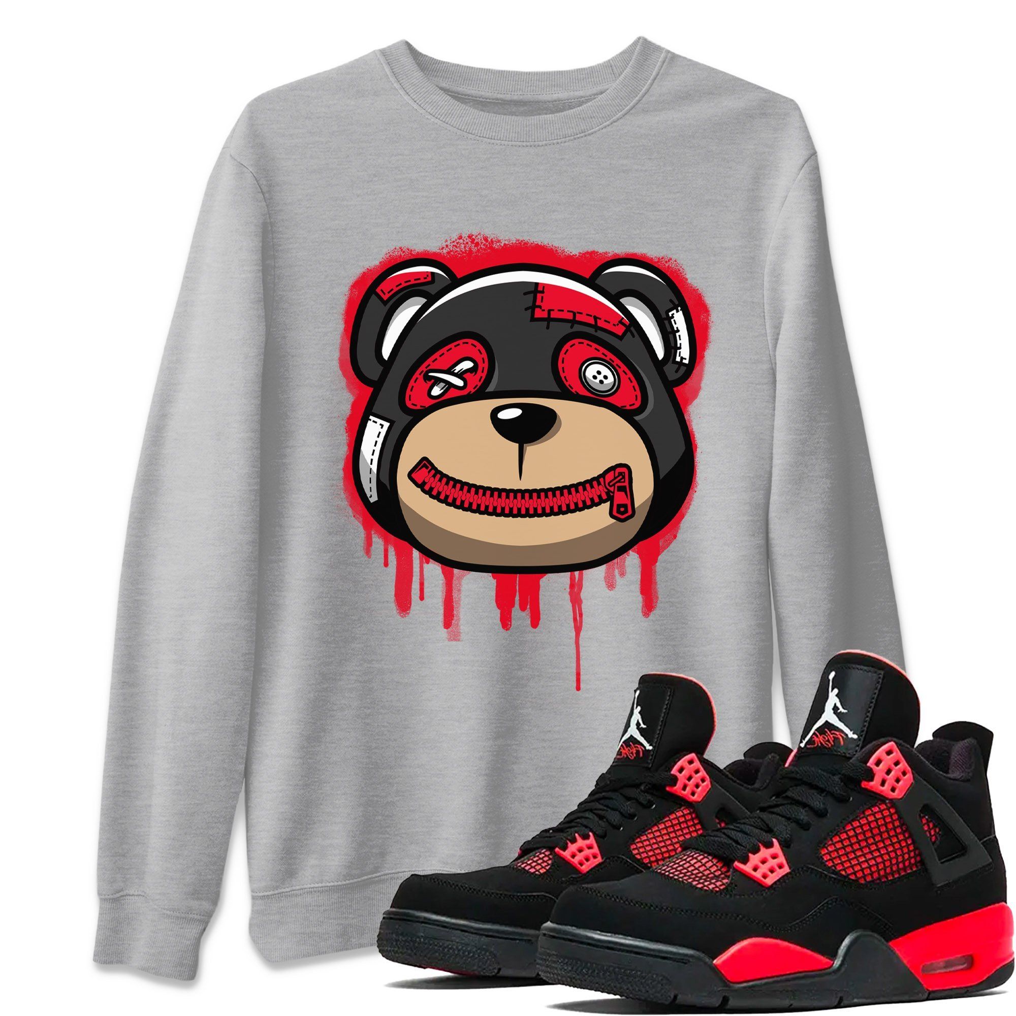 Bear Face Unisex Tops - Air Jordan 4 Red Thunder