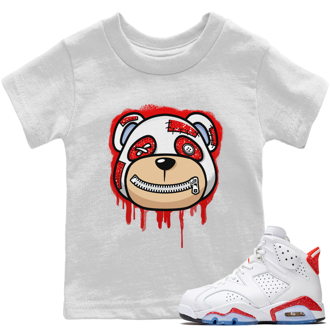 Bear Face Kids Tops - Air Jordan 6 Red Velvet Cookies