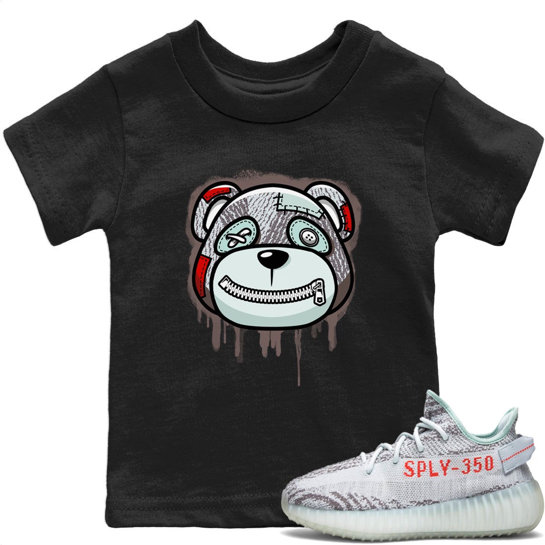 Bear Face Kids Tops - Yeezy 350 Blue Tint
