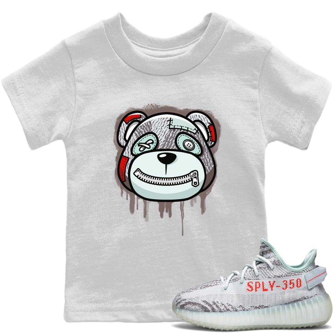 Bear Face Kids Tops - Yeezy 350 Blue Tint