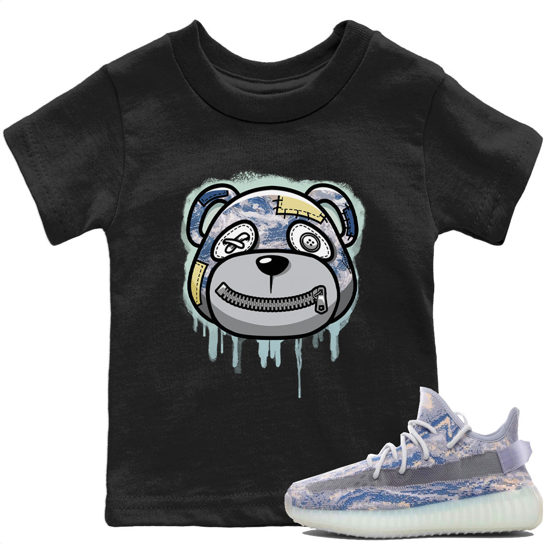 Bear Face Kids Tops - Yeezy 350 MX Blue