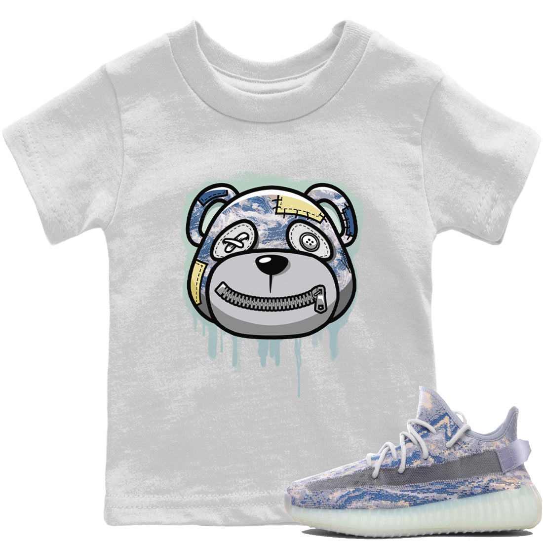 Bear Face Kids Tops - Yeezy 350 MX Blue