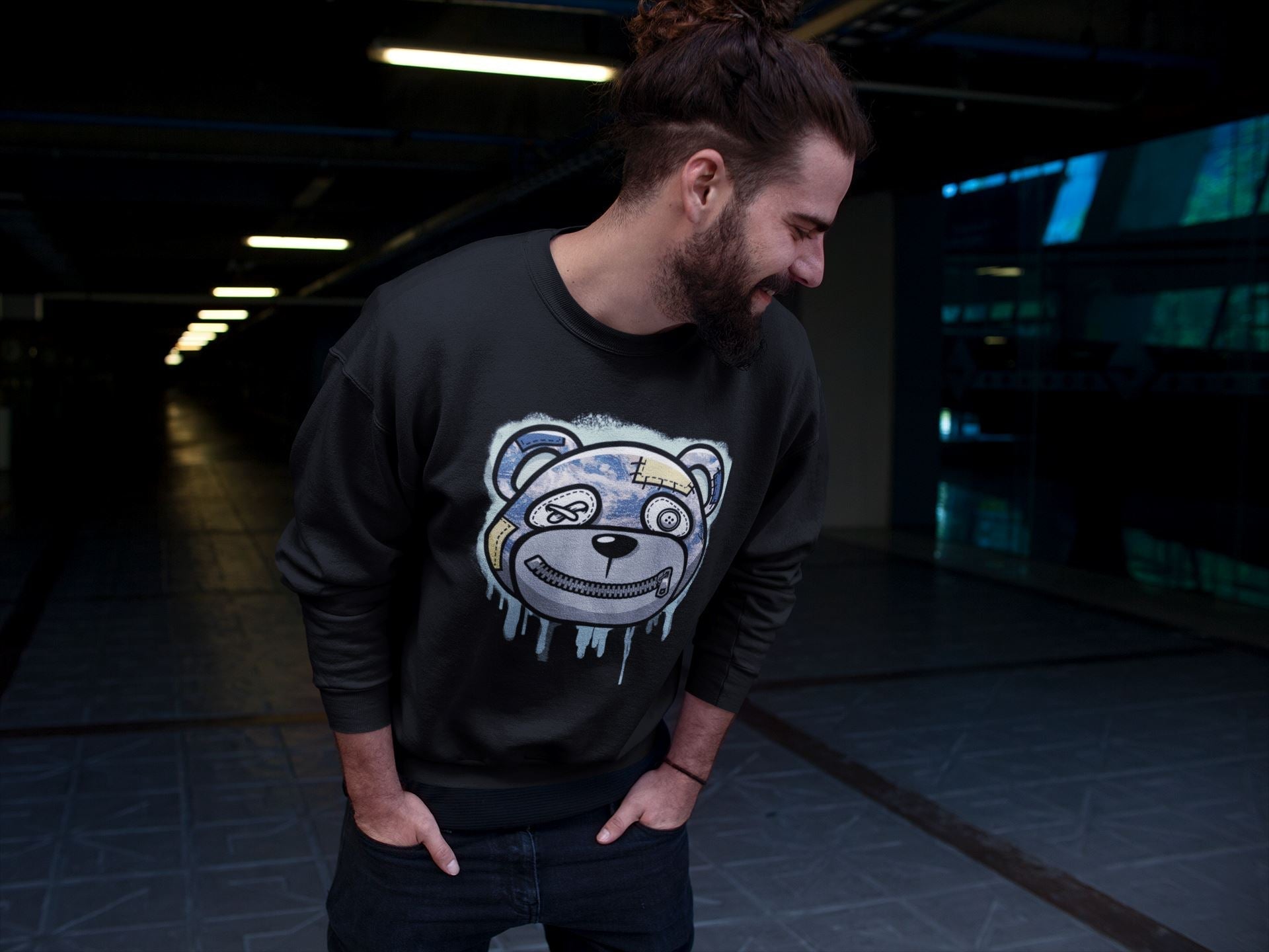 Bear Face Unisex Tops - Yeezy 350 MX Blue