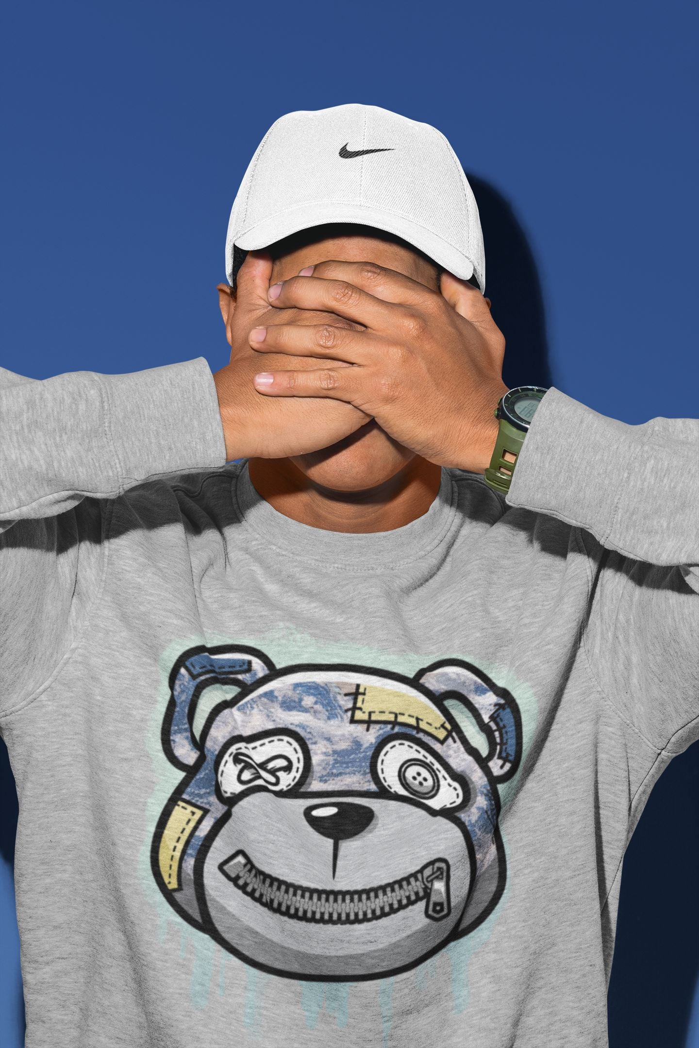 Bear Face Unisex Tops - Yeezy 350 MX Blue
