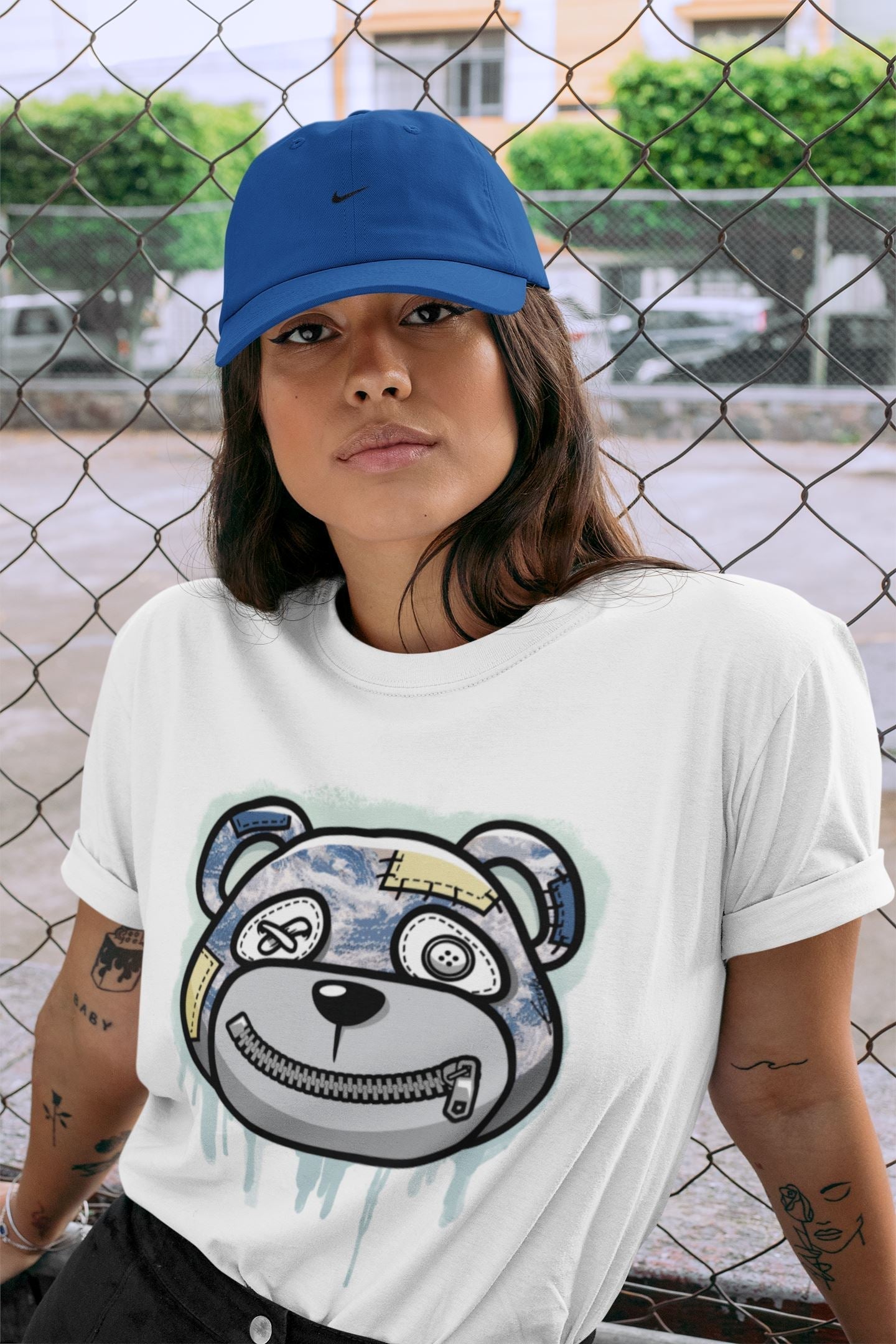 Bear Face Unisex Tops - Yeezy 350 MX Blue